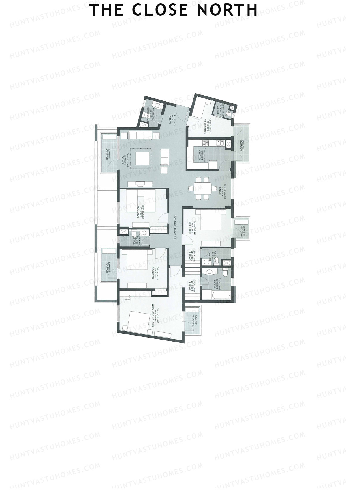 The Close North, Tower N14, Unit 2, 4BHK, Super Area 2939   sq ft 