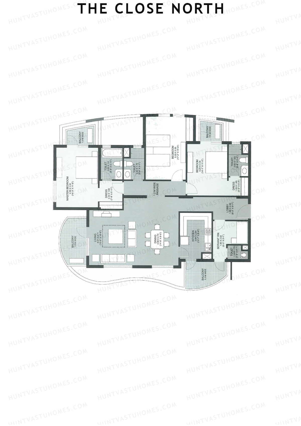 The Close North, Tower N14, Unit 3, 3BHK, Super Area 2480   sq ft 