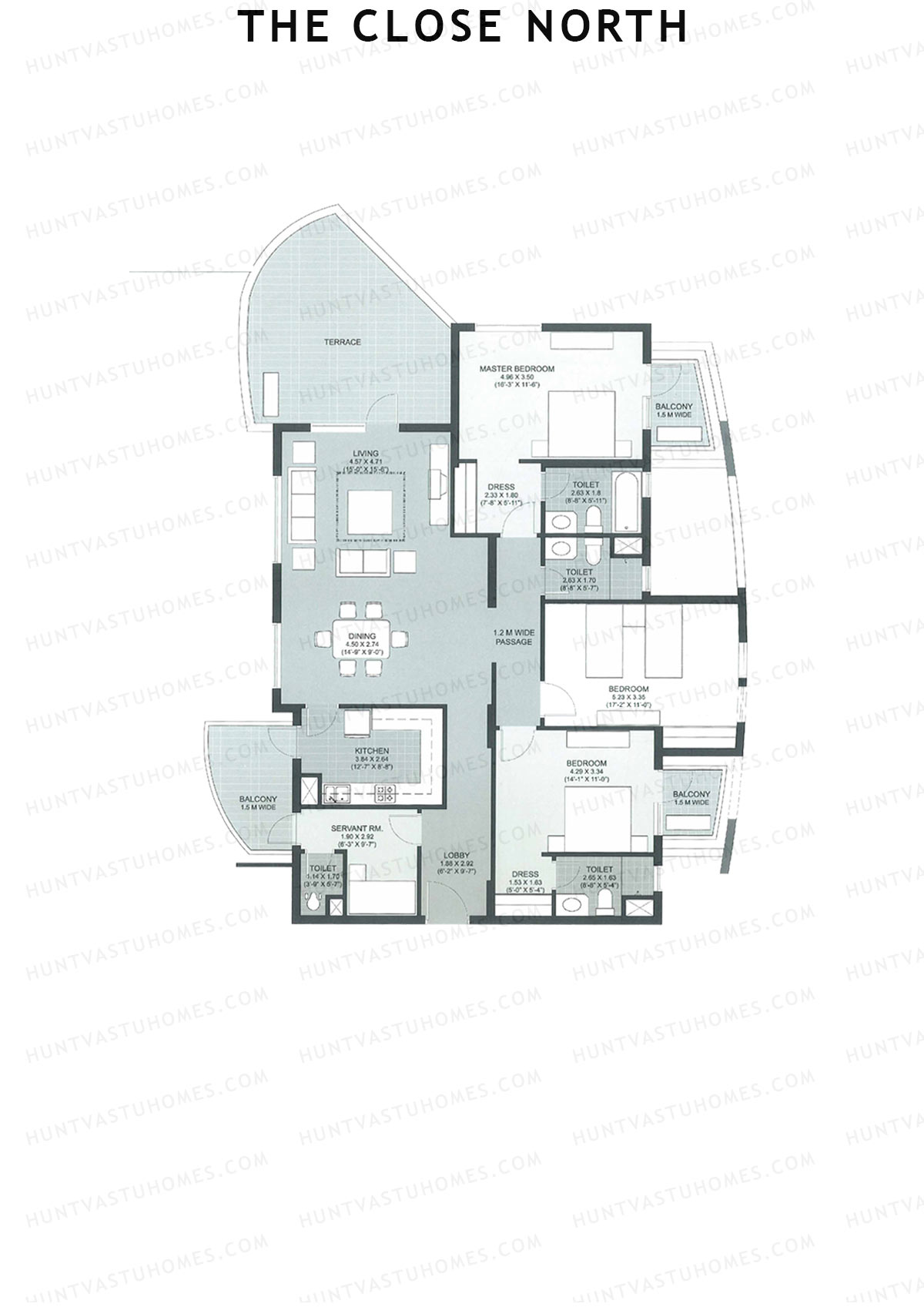 The Close North, Tower N15, Unit 3, 3BHK, Super Area 2480   sq ft 