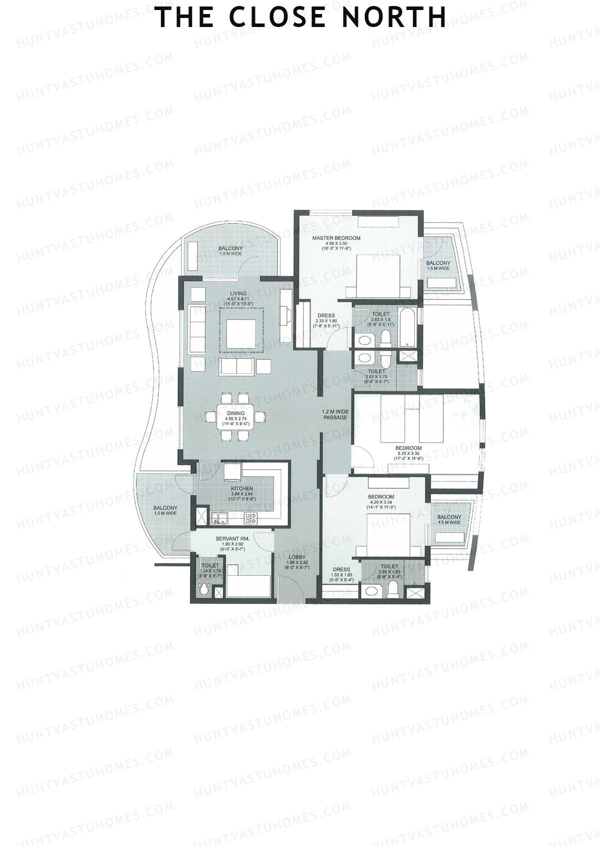 The Close North, Tower N15, Unit 3, 3BHK, Super Area 2480   sq ft 
