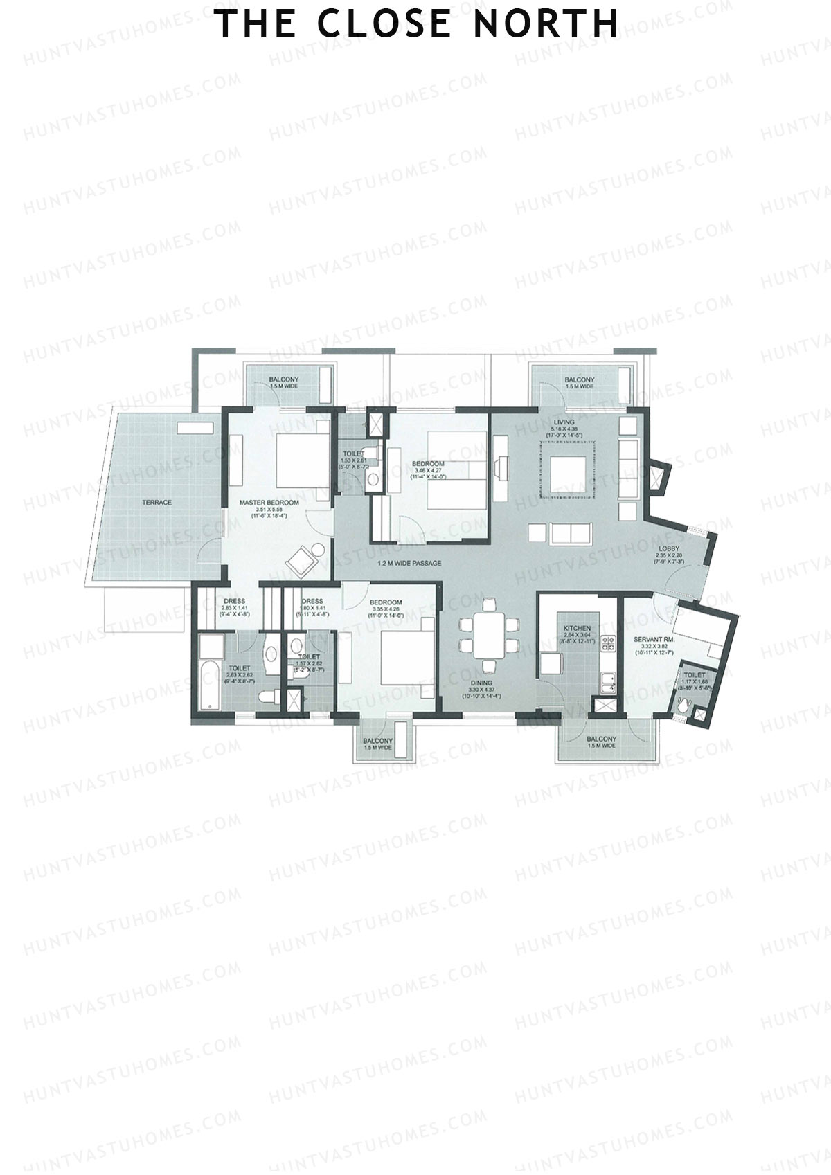 The Close North, Tower N1, Unit 2, 3BHK, Super Area 2491   sq ft 