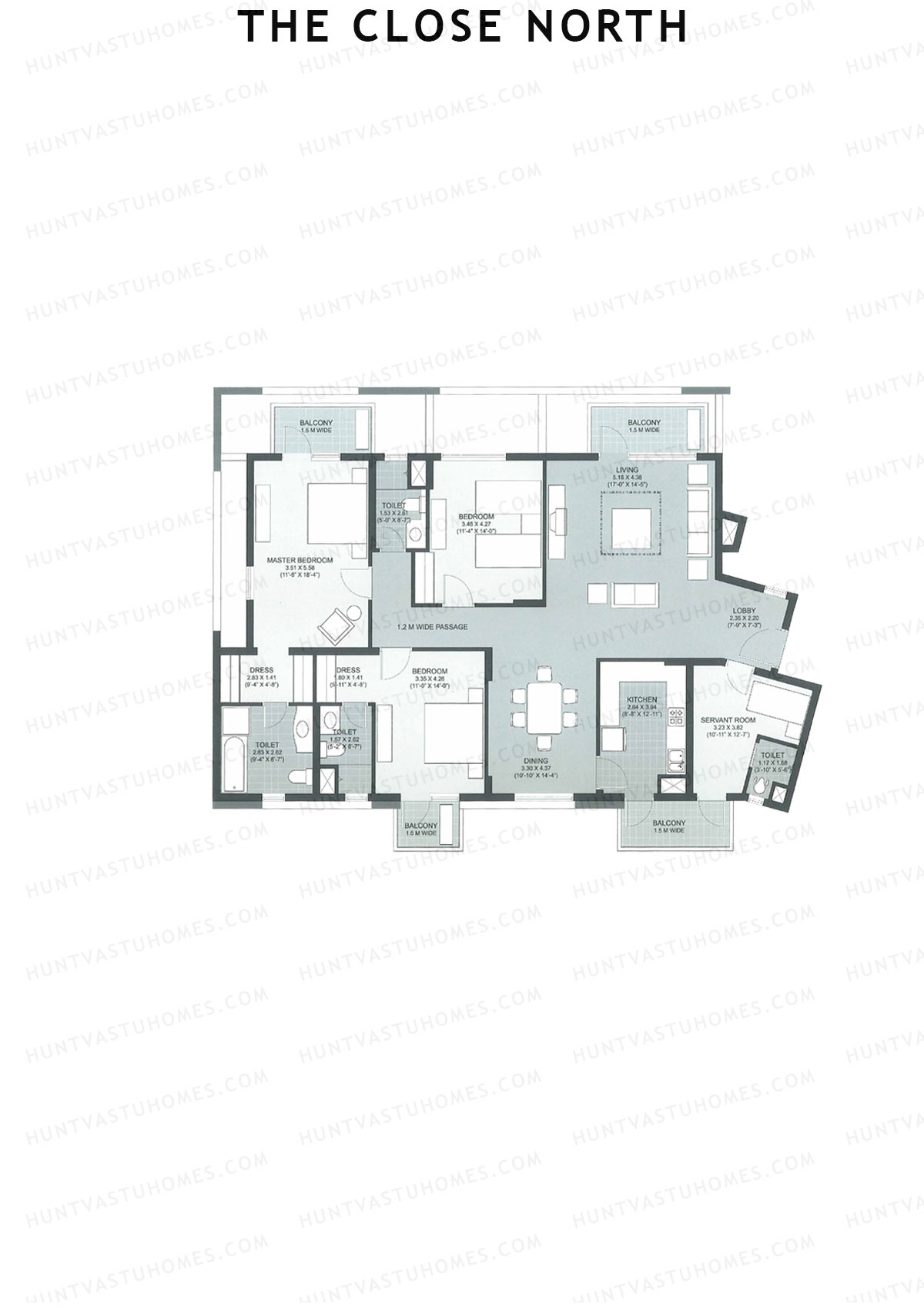 The Close North, Tower N1, Unit 2, 3BHK, Super Area 2491   sq ft 