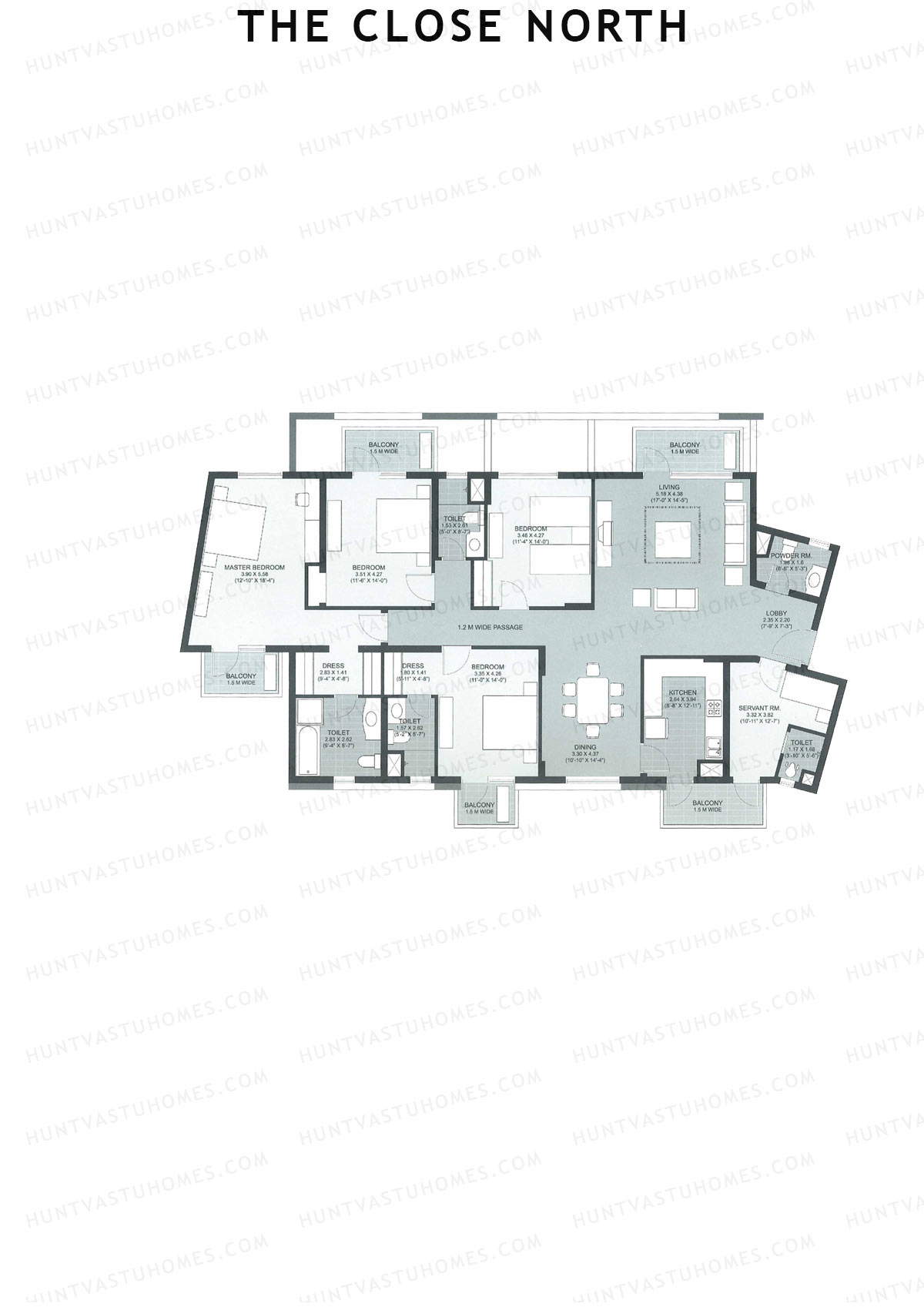 The Close North, Tower N1, Unit 2, 4BHK, Super Area 2939   sq ft 