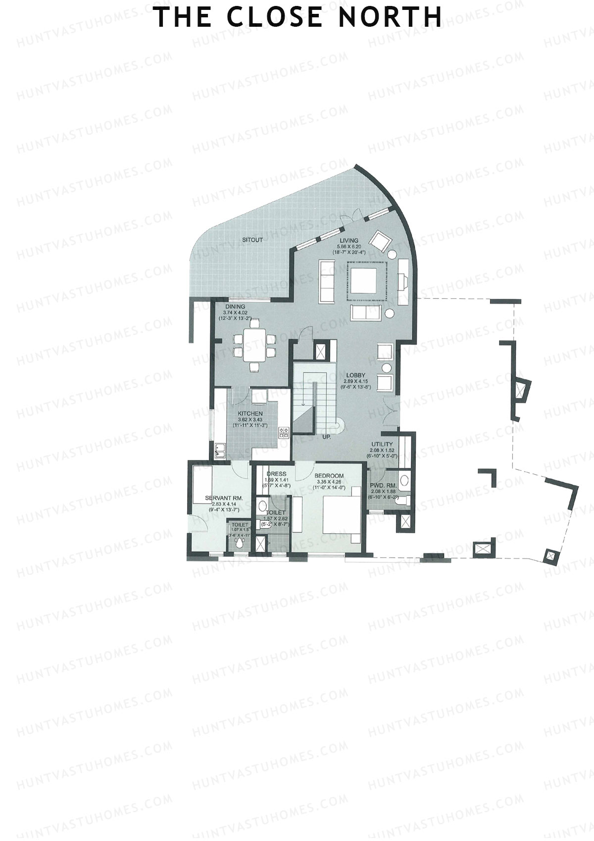 The Close North, Tower N1, Unit 2 (Duplex ), 4BHK, Super Area 3170   sq ft 