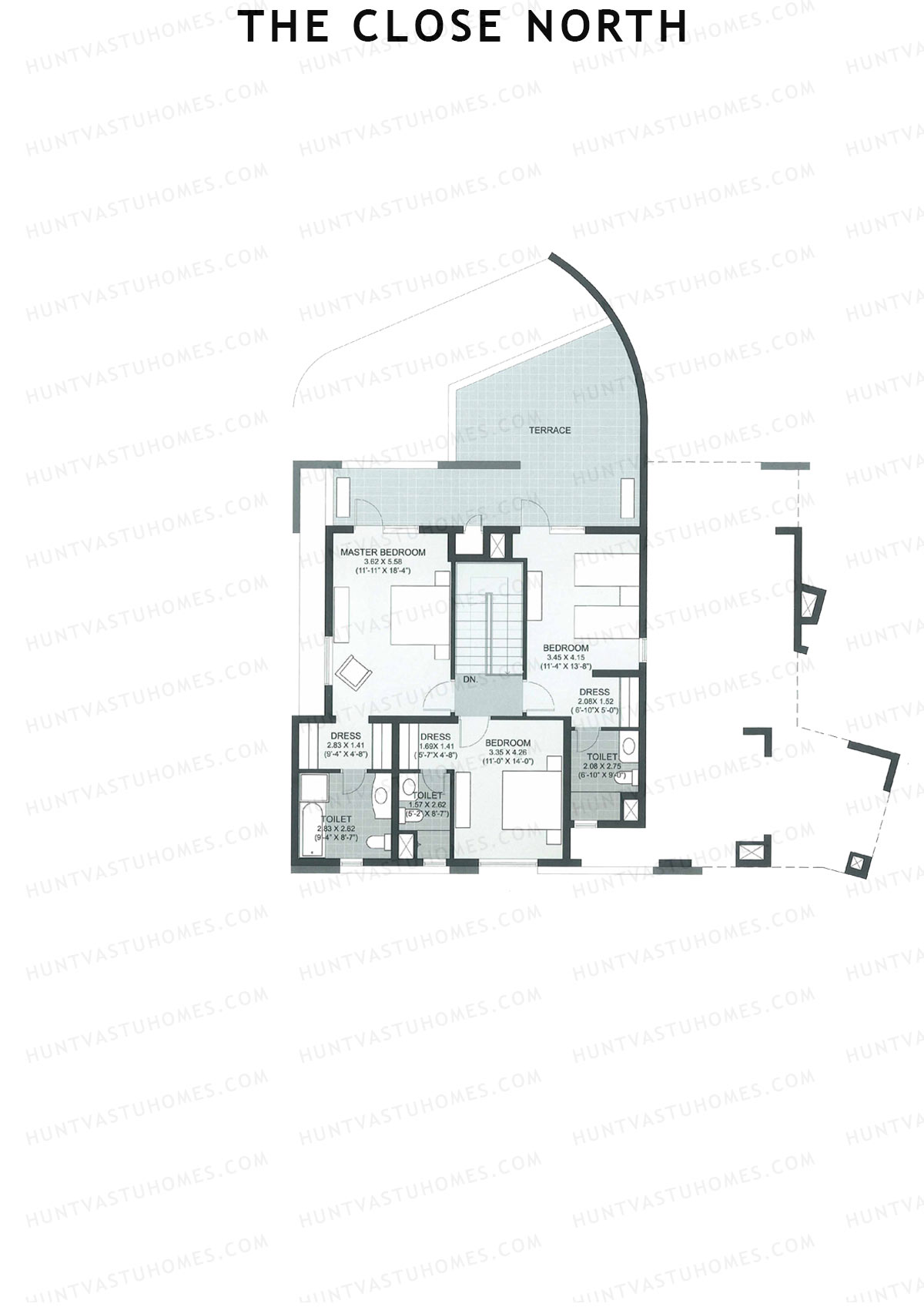 The Close North, Tower N1, Unit 2 (Duplex ), 4BHK, Super Area 3170   sq ft 
