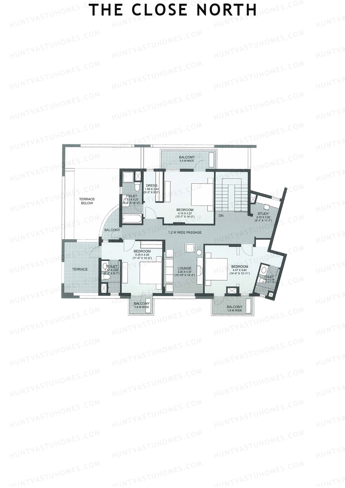 The Close North, Tower N1, Unit 2 (Penthouse), 4BHK, Super Area 4268   sq ft 