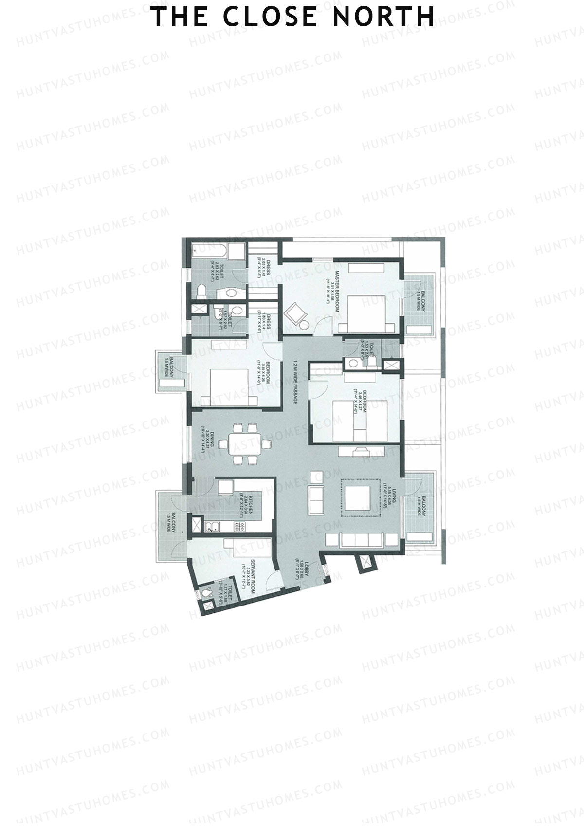 The Close North, Tower N2, Unit 2, 3BHK, Super Area 2491   sq ft 