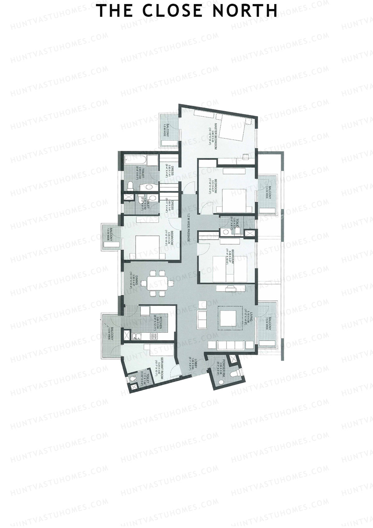 The Close North, Tower N2, Unit 2, 4BHK, Super Area 2939   sq ft 