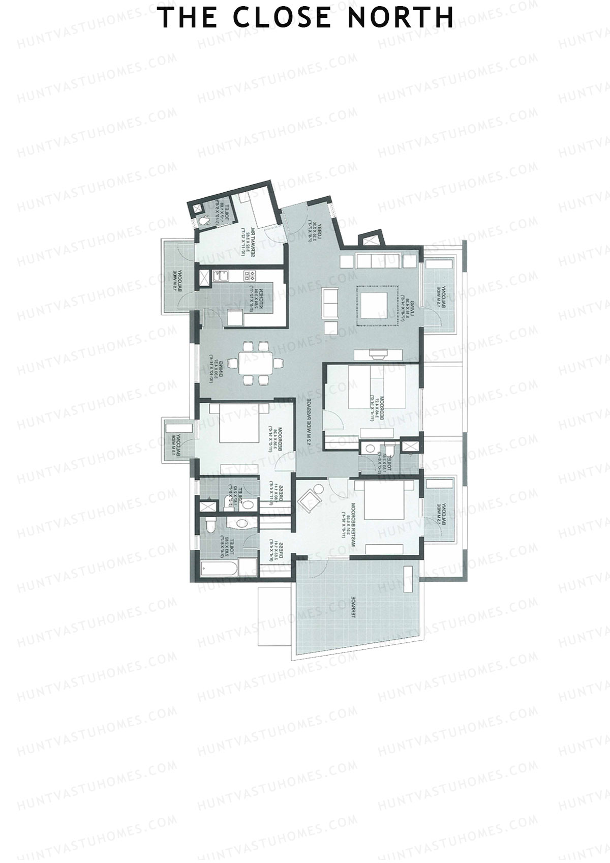 The Close North, Tower N3, Unit 1, 3BHK, Super Area 2491   sq ft 