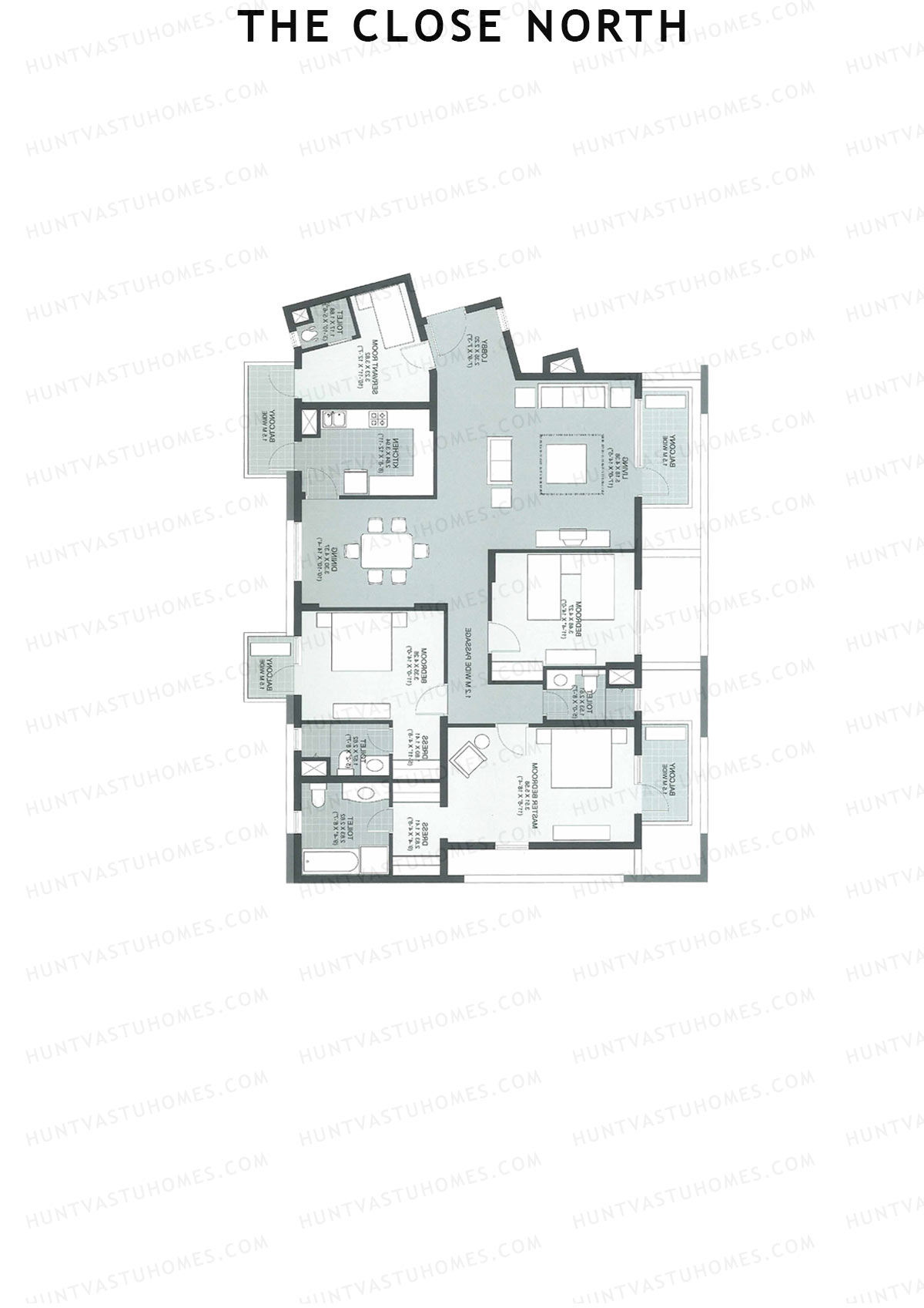 The Close North, Tower N3, Unit 1, 3BHK, Super Area 2491   sq ft 