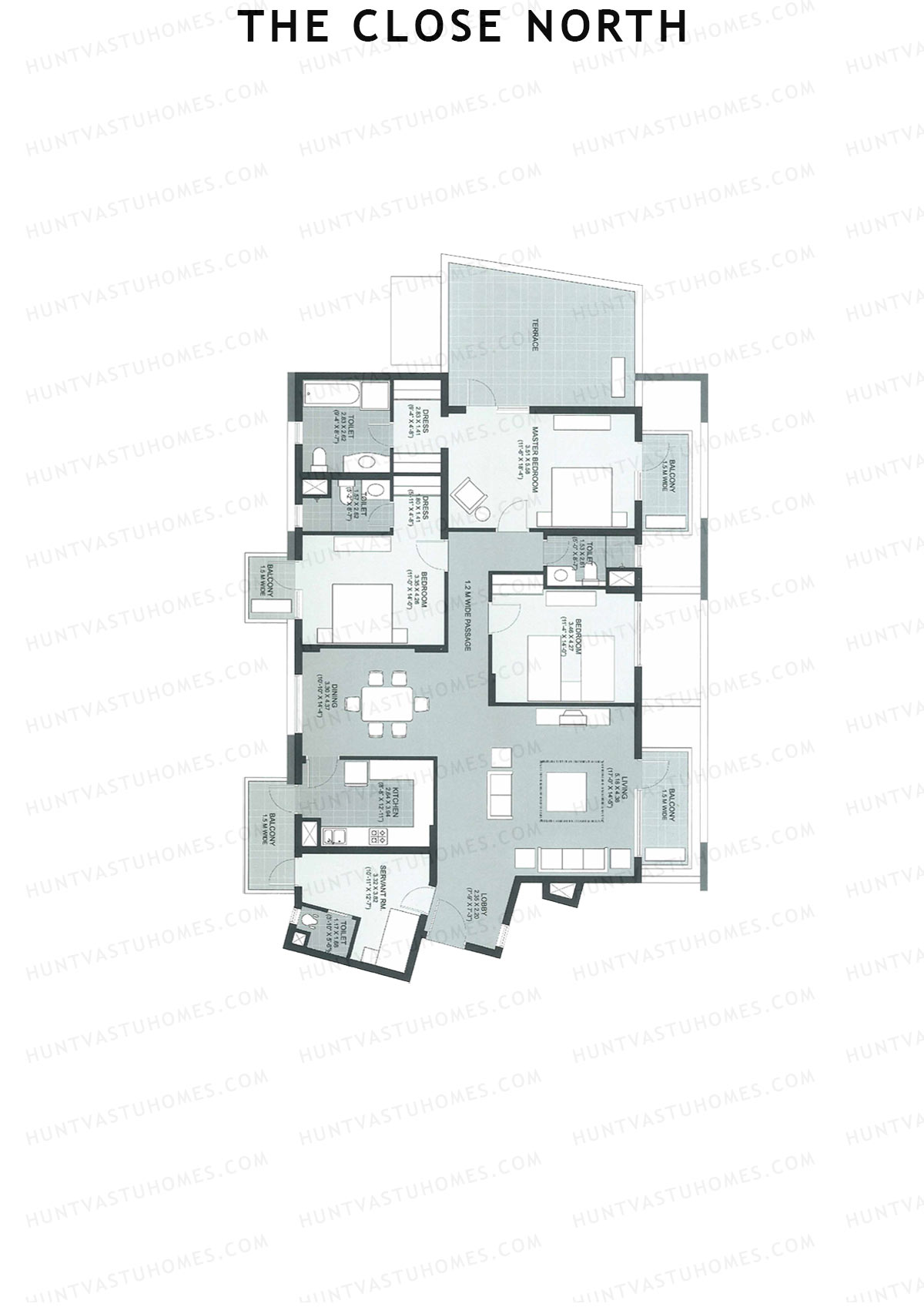 The Close North, Tower N3, Unit 2, 3BHK, Super Area 2491   sq ft 