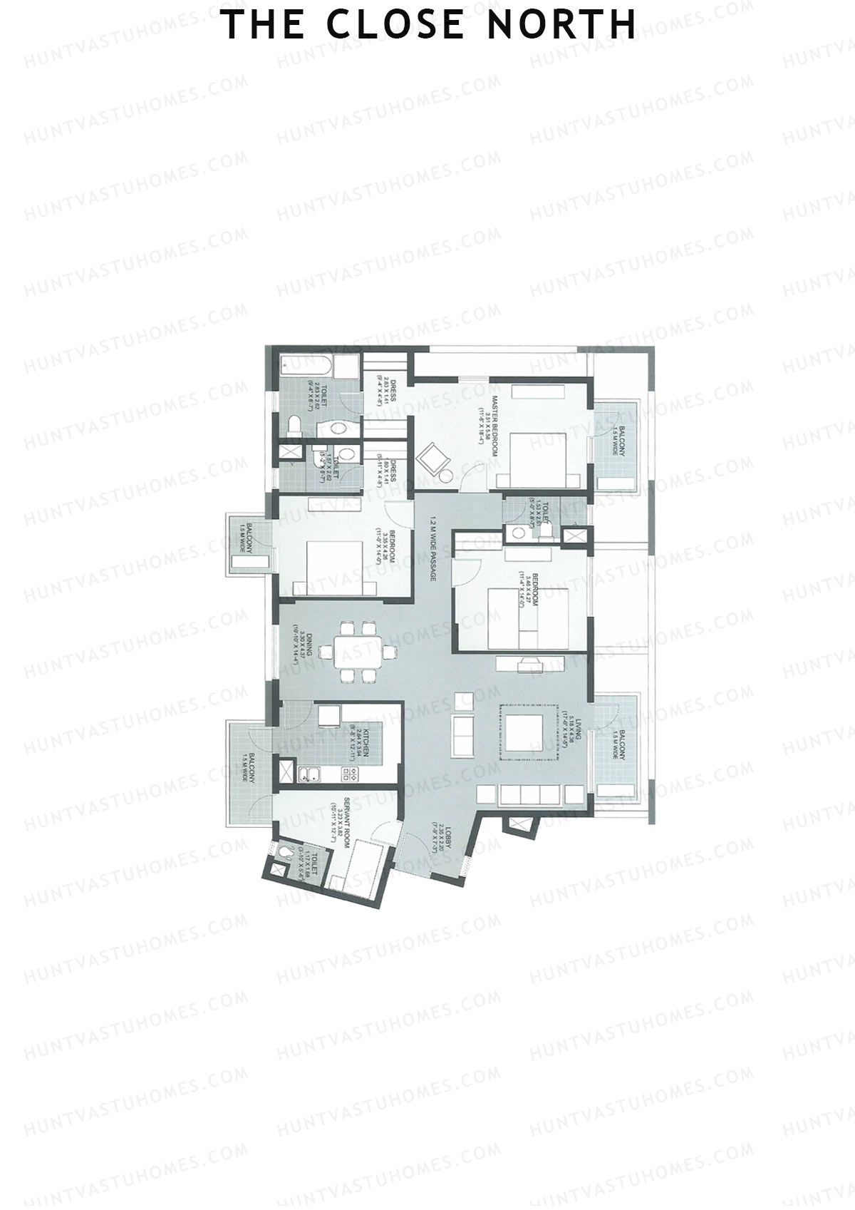 The Close North, Tower N3, Unit 2, 3BHK, Super Area 2491   sq ft 