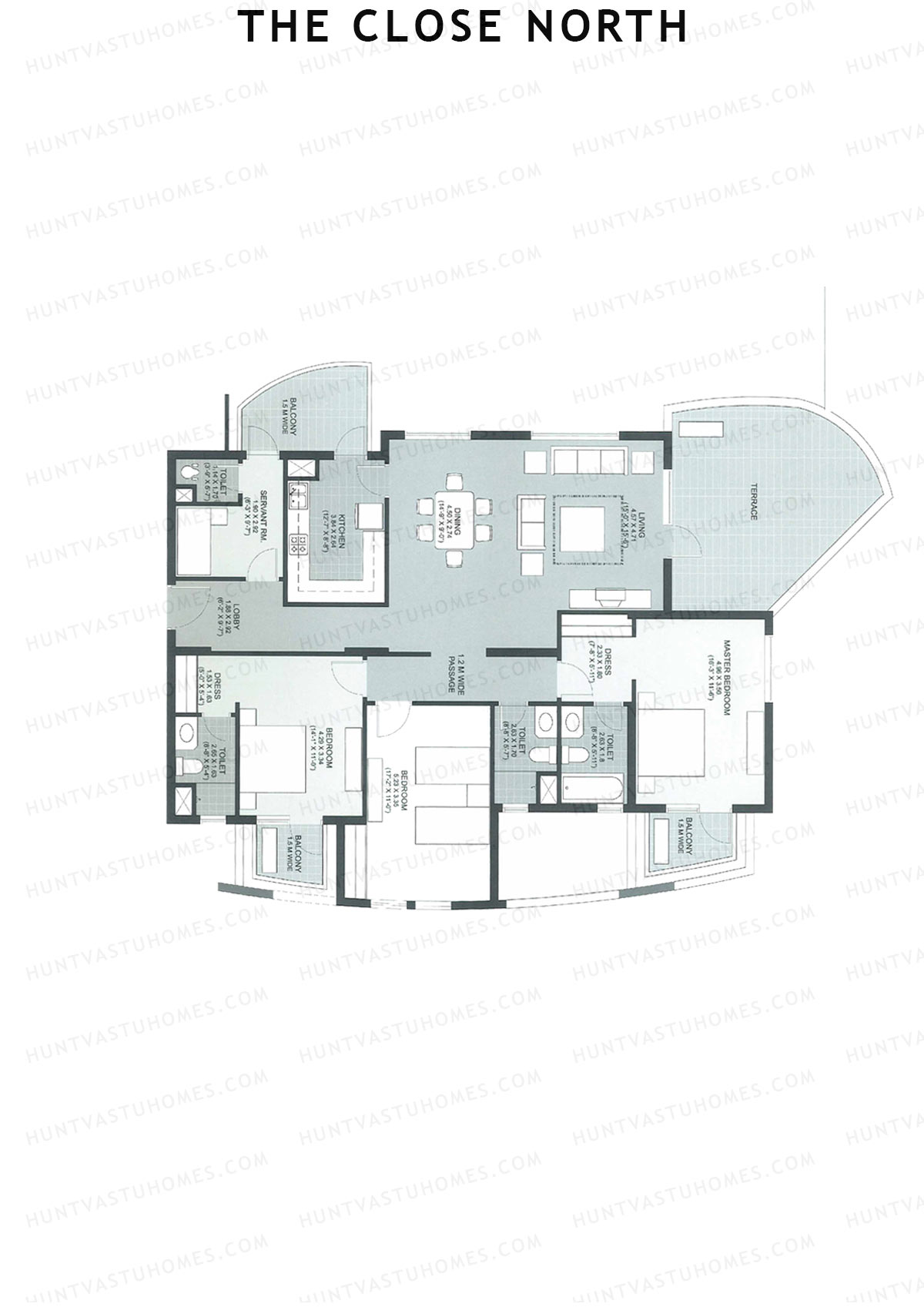 The Close North, Tower N3, Unit 3, 3BHK, Super Area 2480   sq ft 