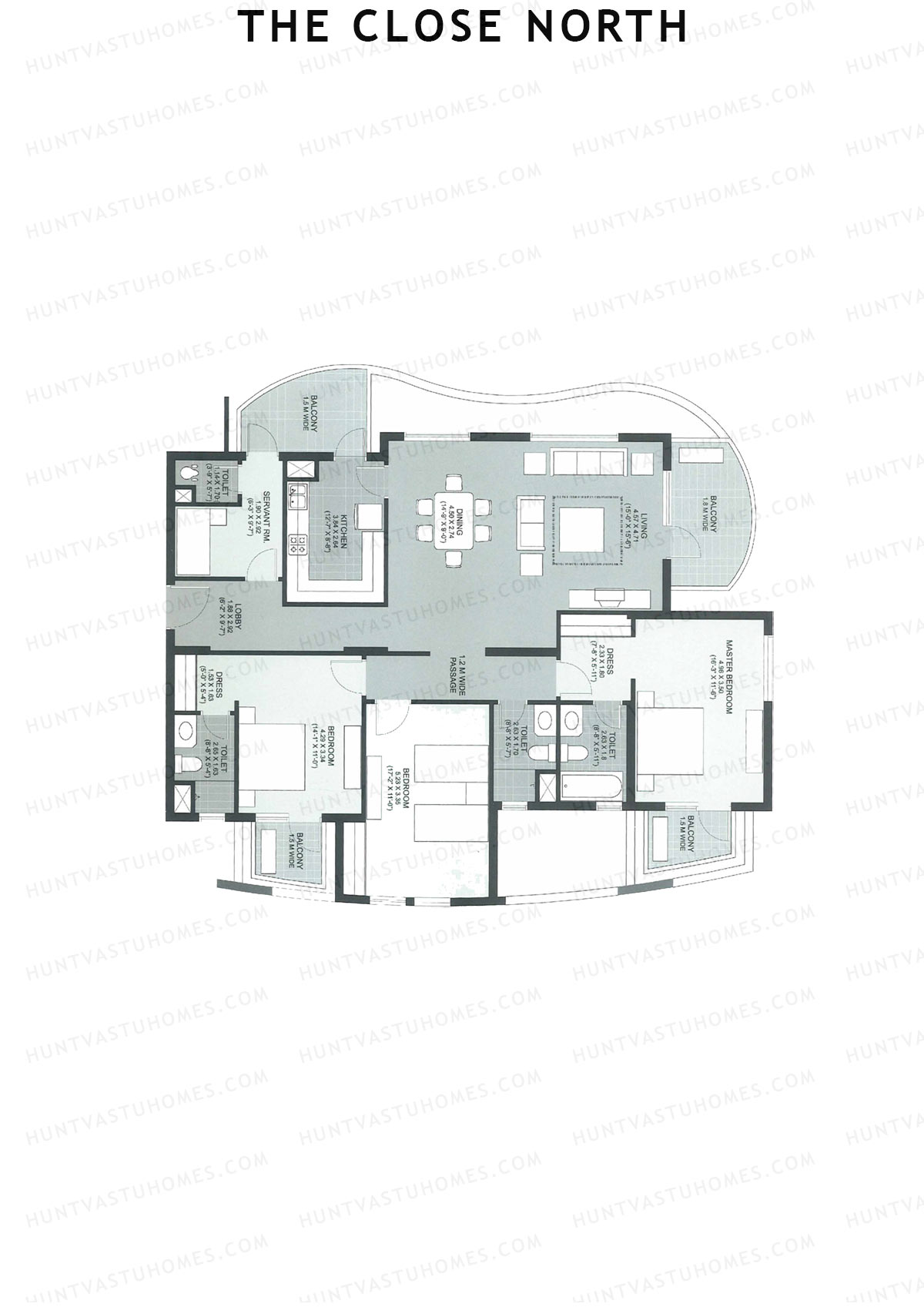 The Close North, Tower N3, Unit 3, 3BHK, Super Area 2480   sq ft 