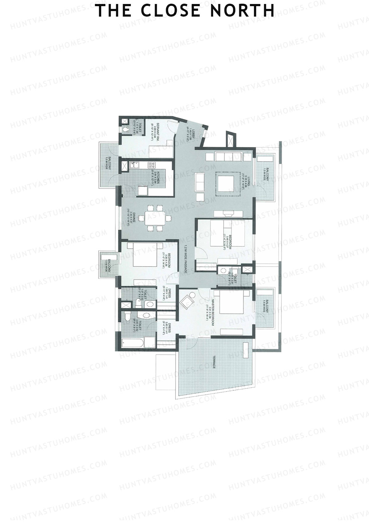 The Close North, Tower N4, Unit 1, 3BHK, Super Area 2491   sq ft 