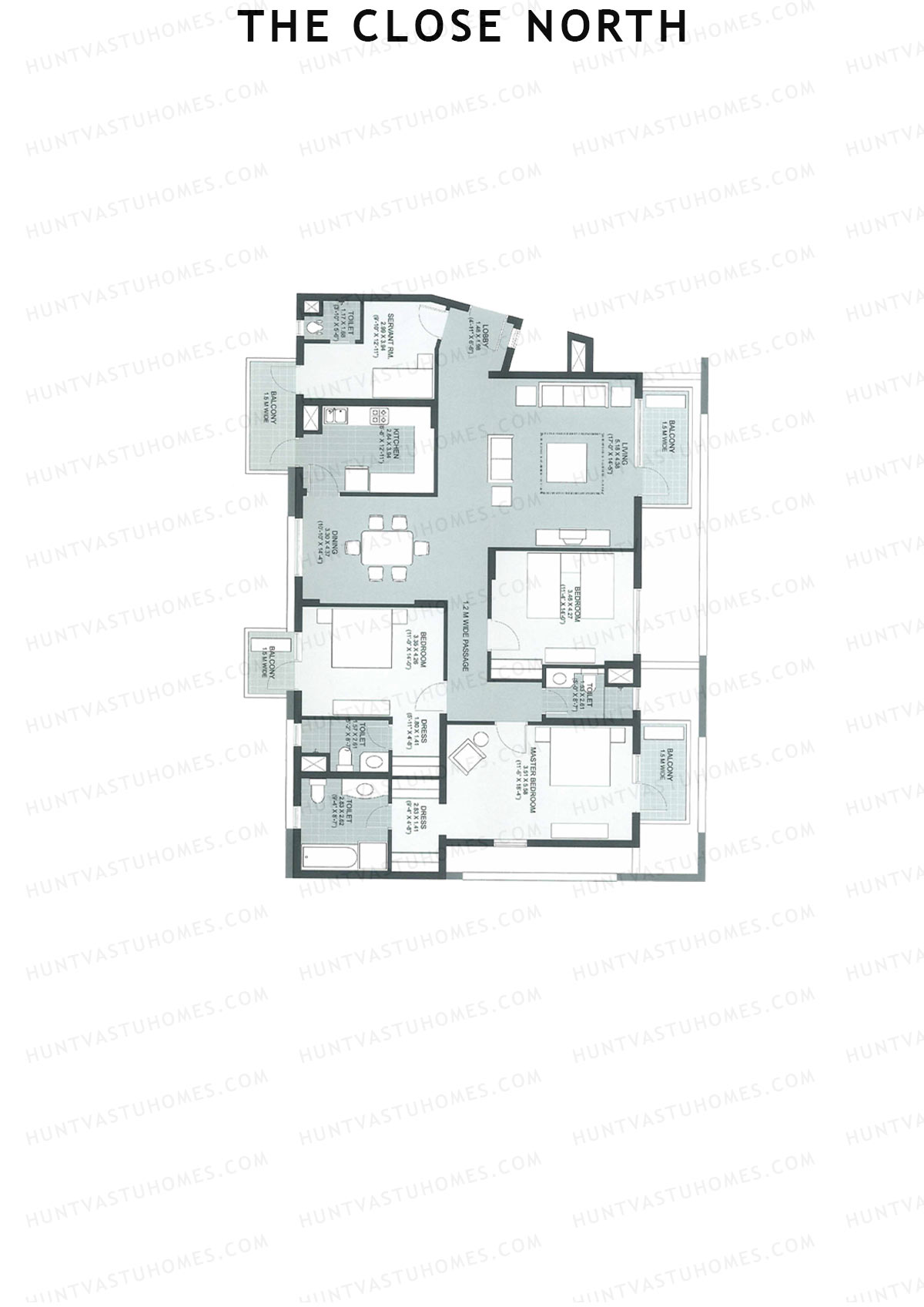 The Close North, Tower N4, Unit 1, 3BHK, Super Area 2491   sq ft 