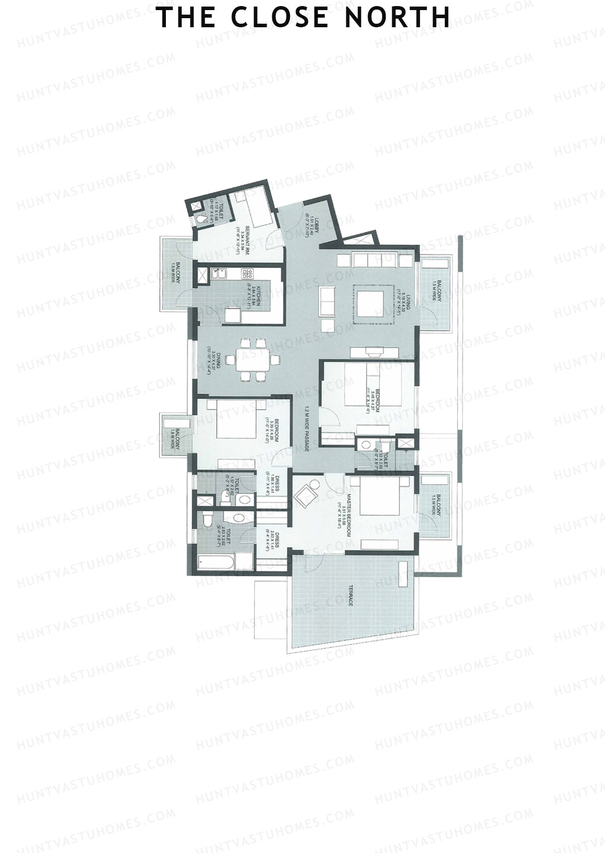 The Close North, Tower N5, Unit 1, 3BHK, Super Area 2491   sq ft 