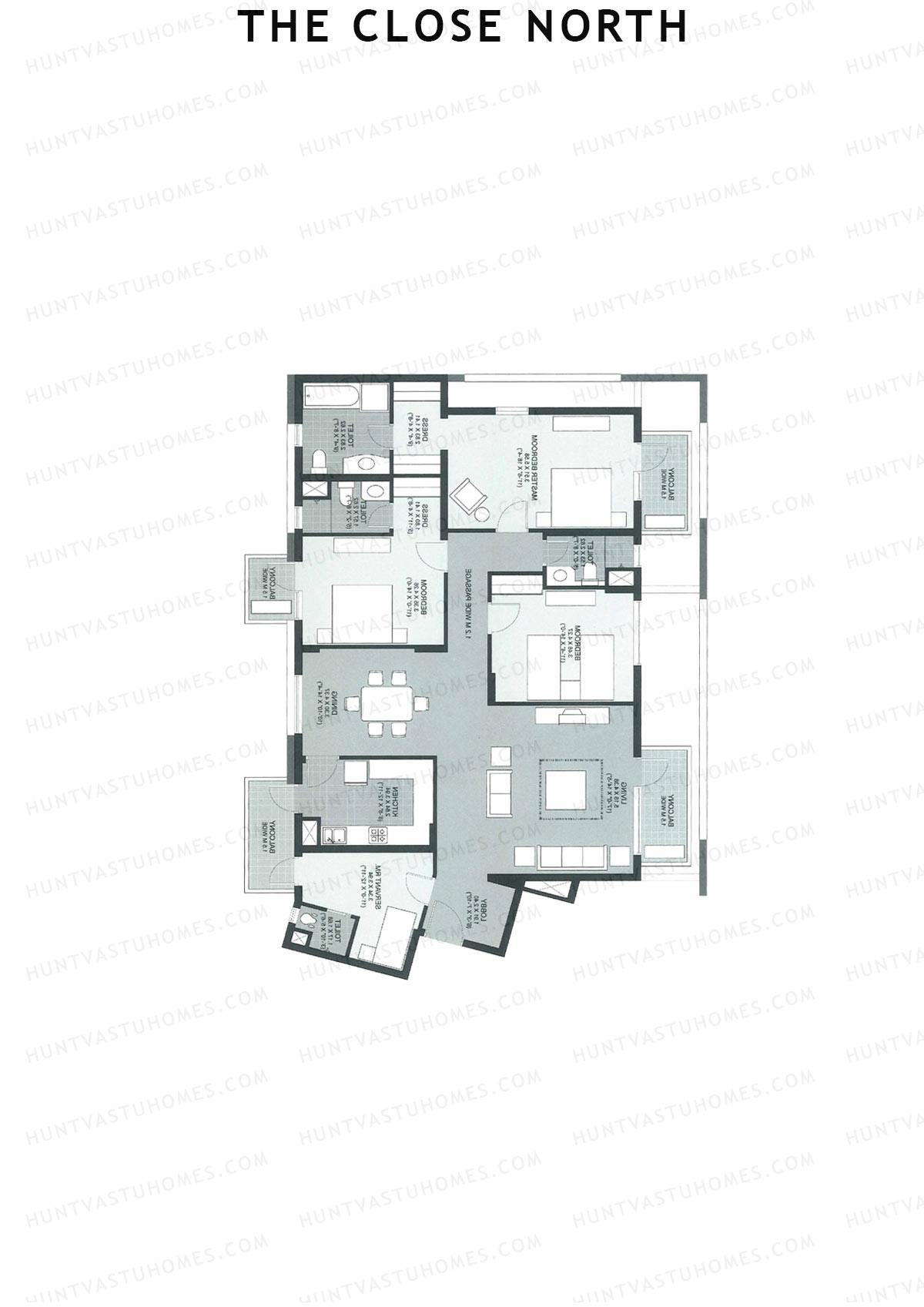 The Close North, Tower N5, Unit 2, 3BHK, Super Area 2491   sq ft 