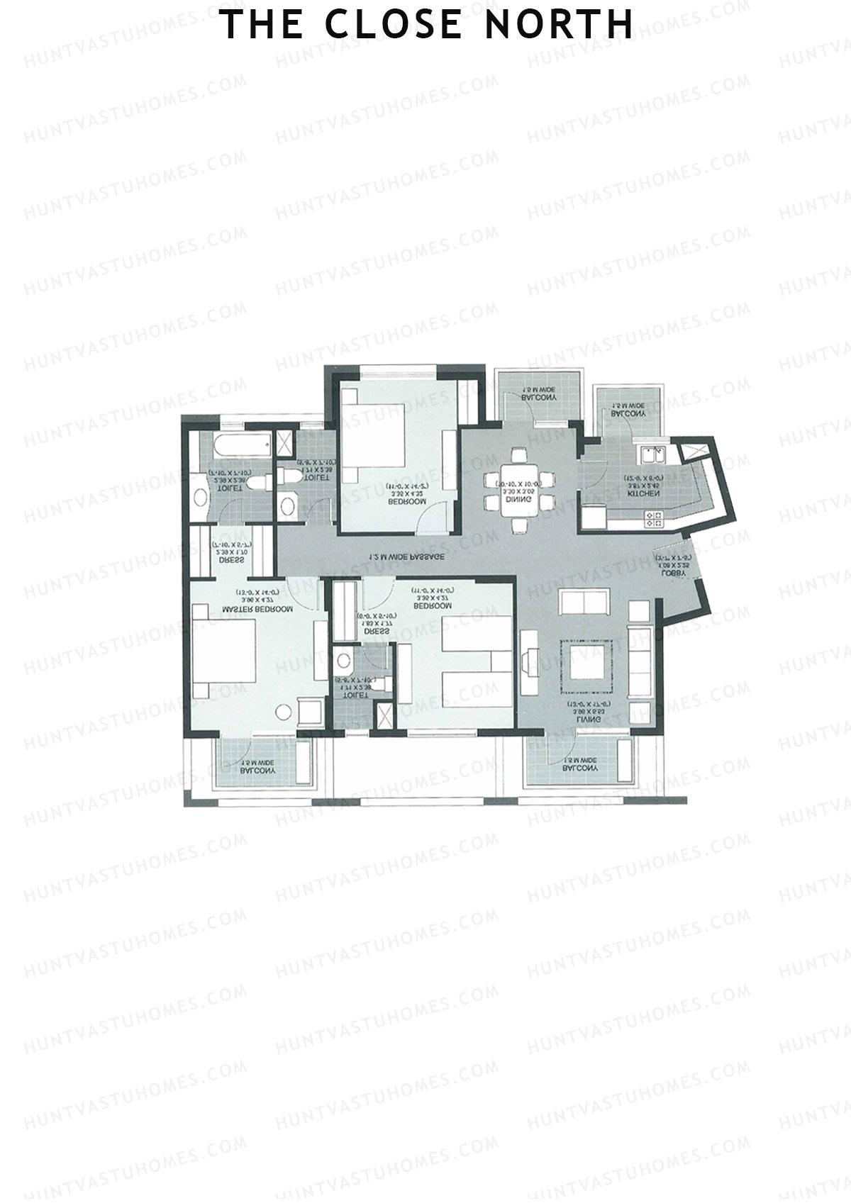 The Close North, Tower N6, Unit 1, 3BHK, Super Area 1997   sq ft 