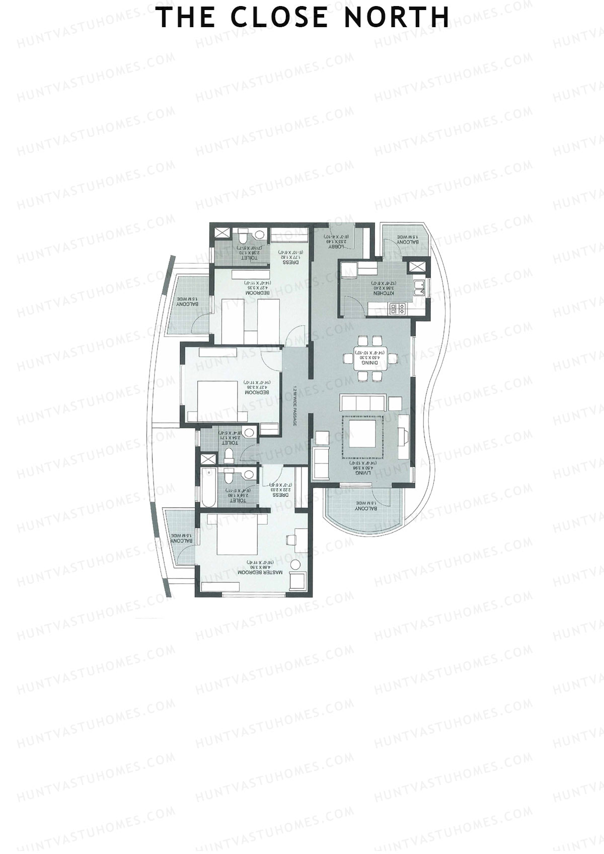The Close North, Tower N6, Unit 3, 3BHK, Super Area 2093   sq ft 