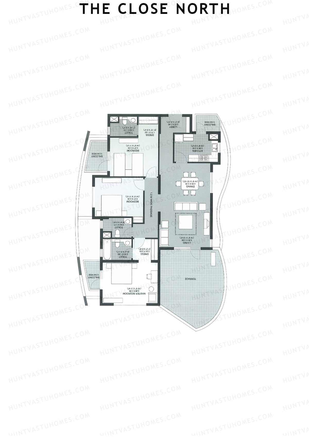 The Close North, Tower N8, Unit 3, 3BHK, Super Area 2093   sq ft 