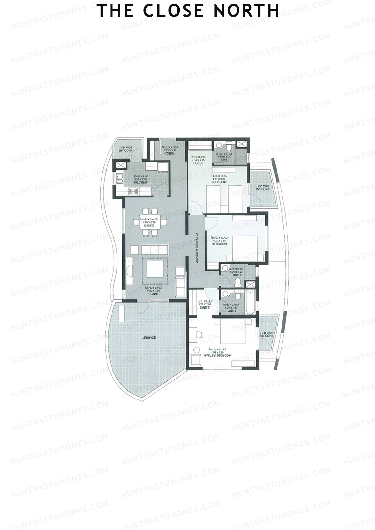The Close North, Tower N9, Unit 3, 3BHK, Super Area 2093   sq ft 