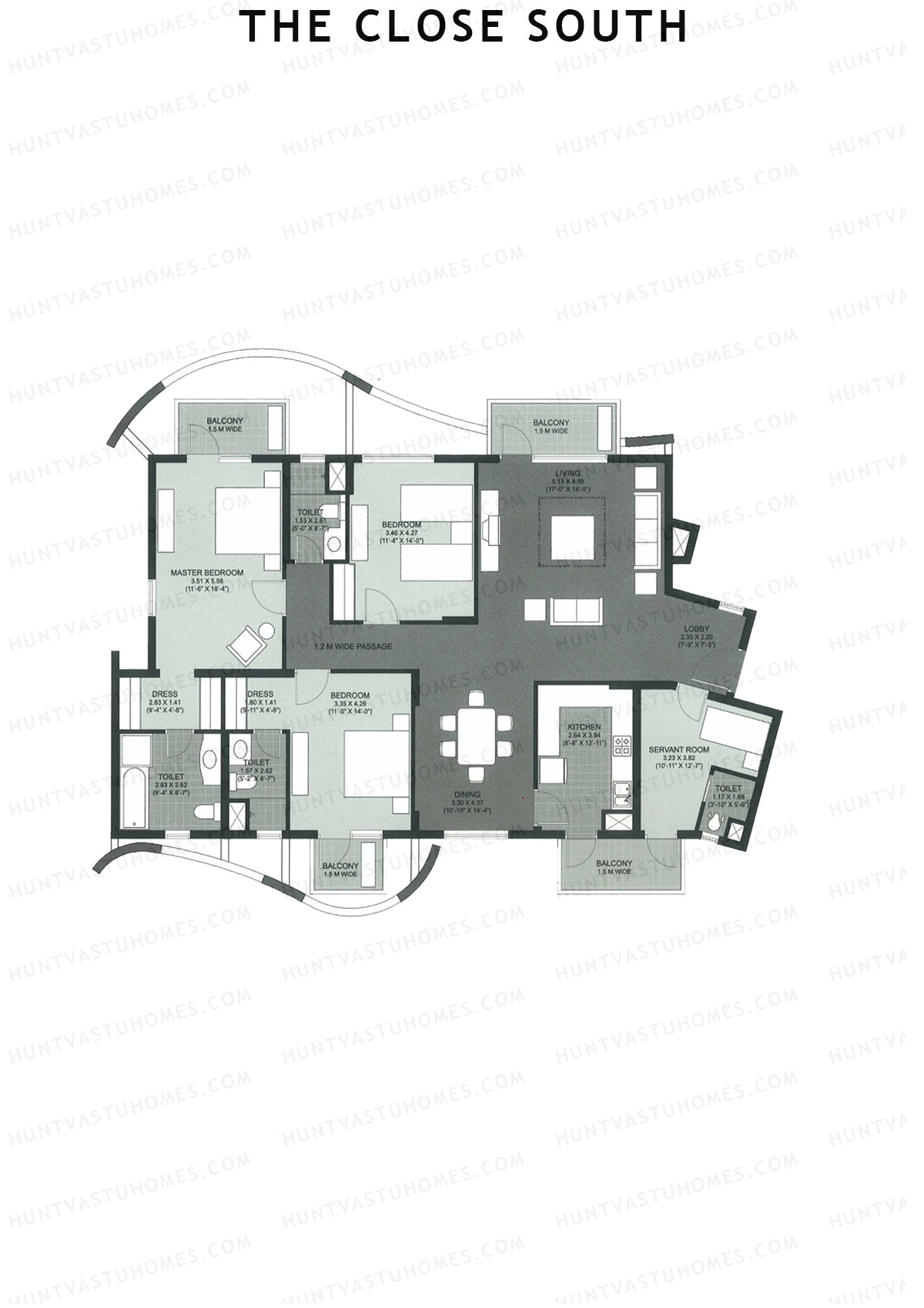 The Close South Tower S12 Unit 2 Floor Plan