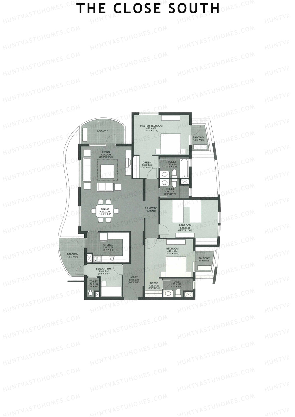 The Close South Tower S12 Unit 3 Floor Plan