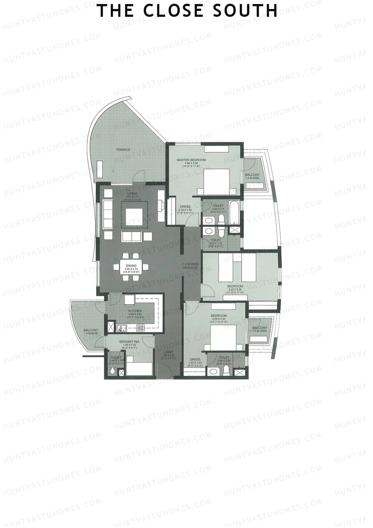 The Close South Tower S12 Unit 3 Floor Plan