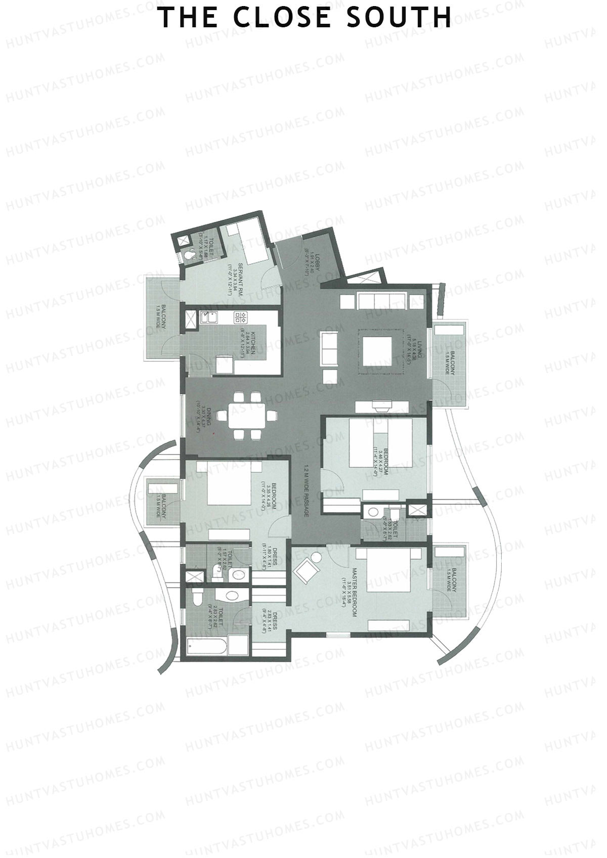The Close South Tower S14 Unit 1 Floor Plan