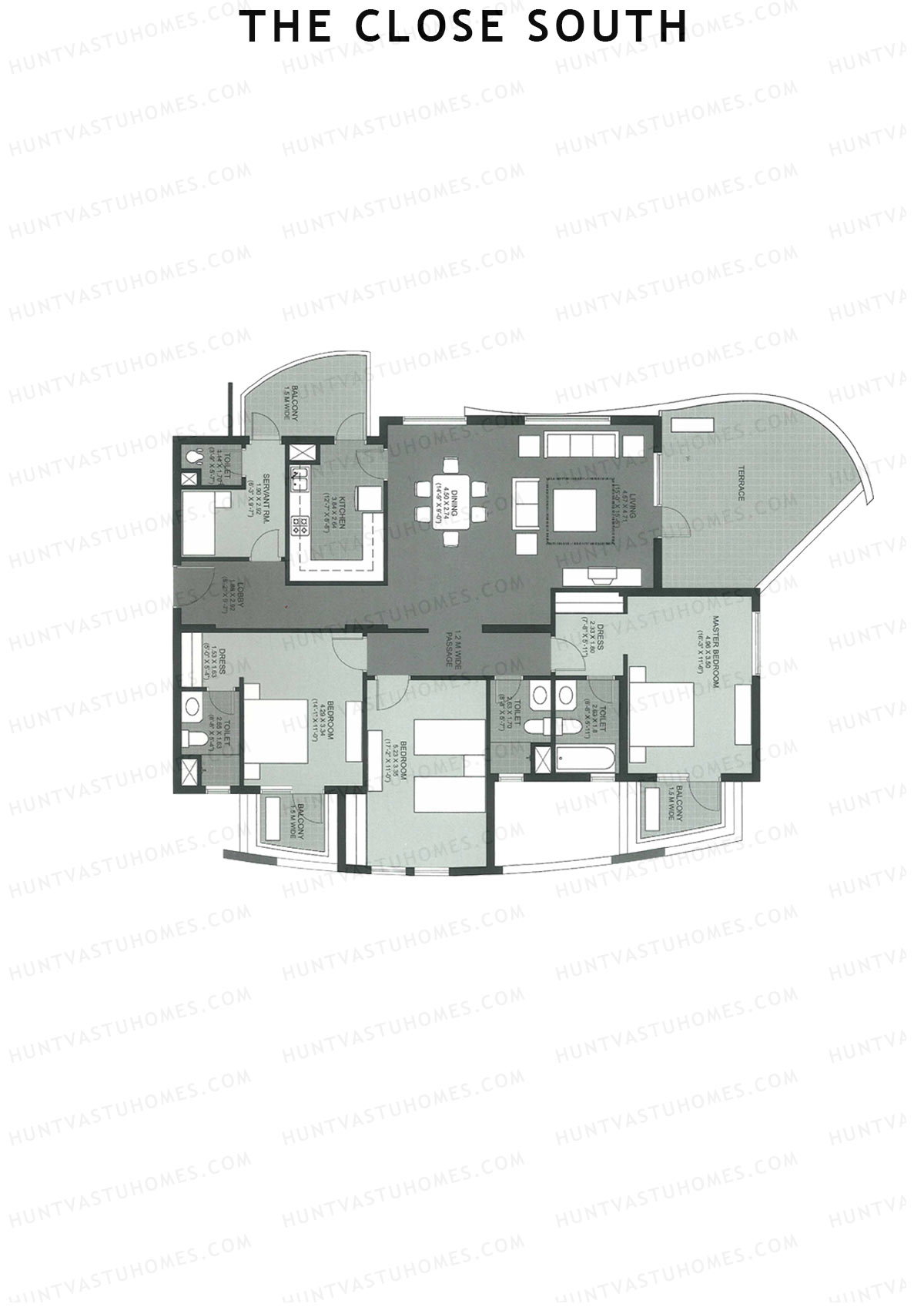 The Close South Tower S15 Unit 3 Floor Plan