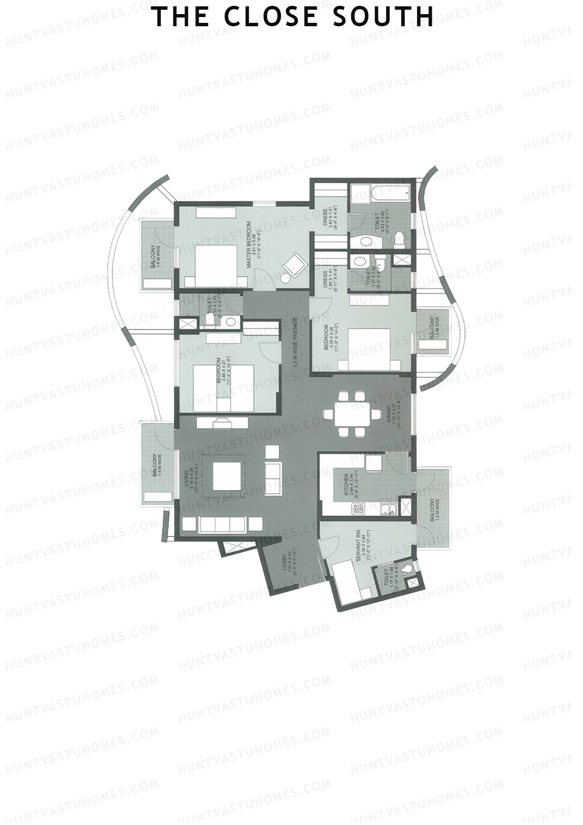 The Close South Tower S4 Unit 1 Floor Plan