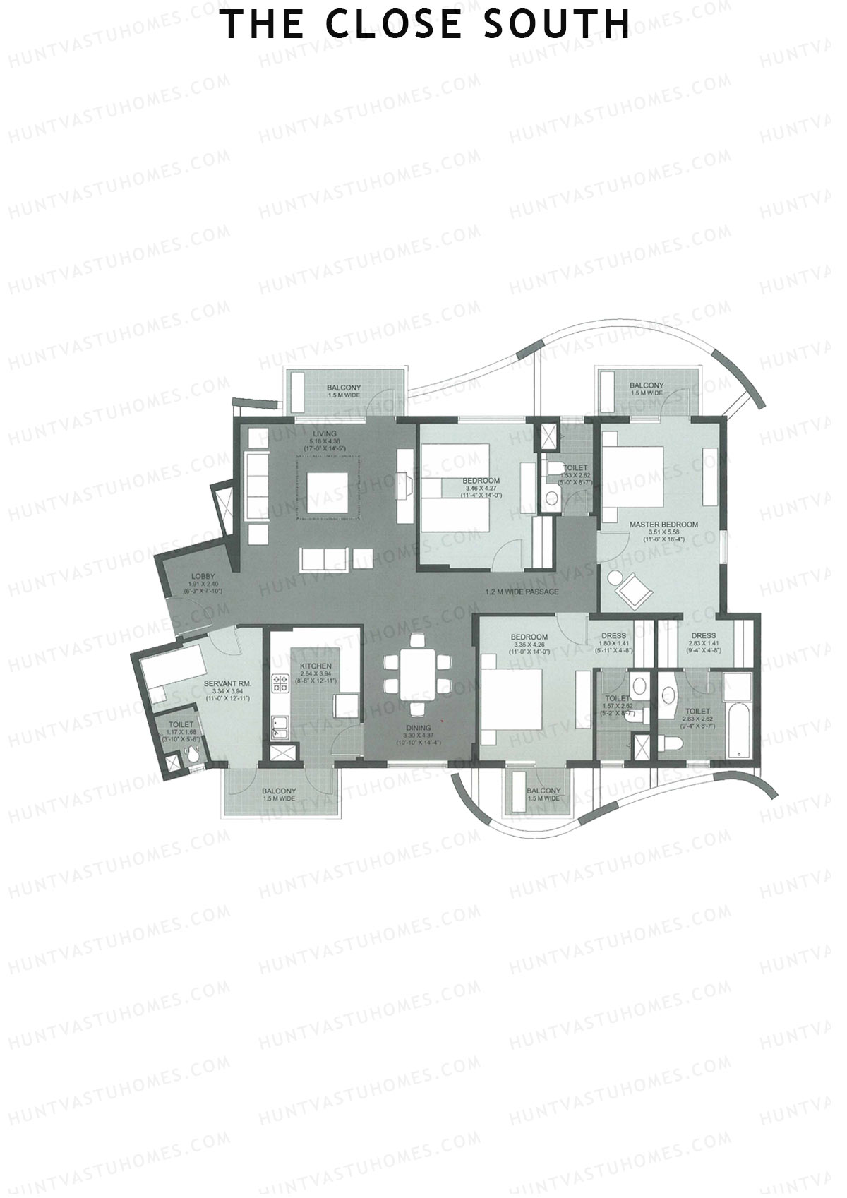 The Close South Tower S6 Unit 1 Floor Plan