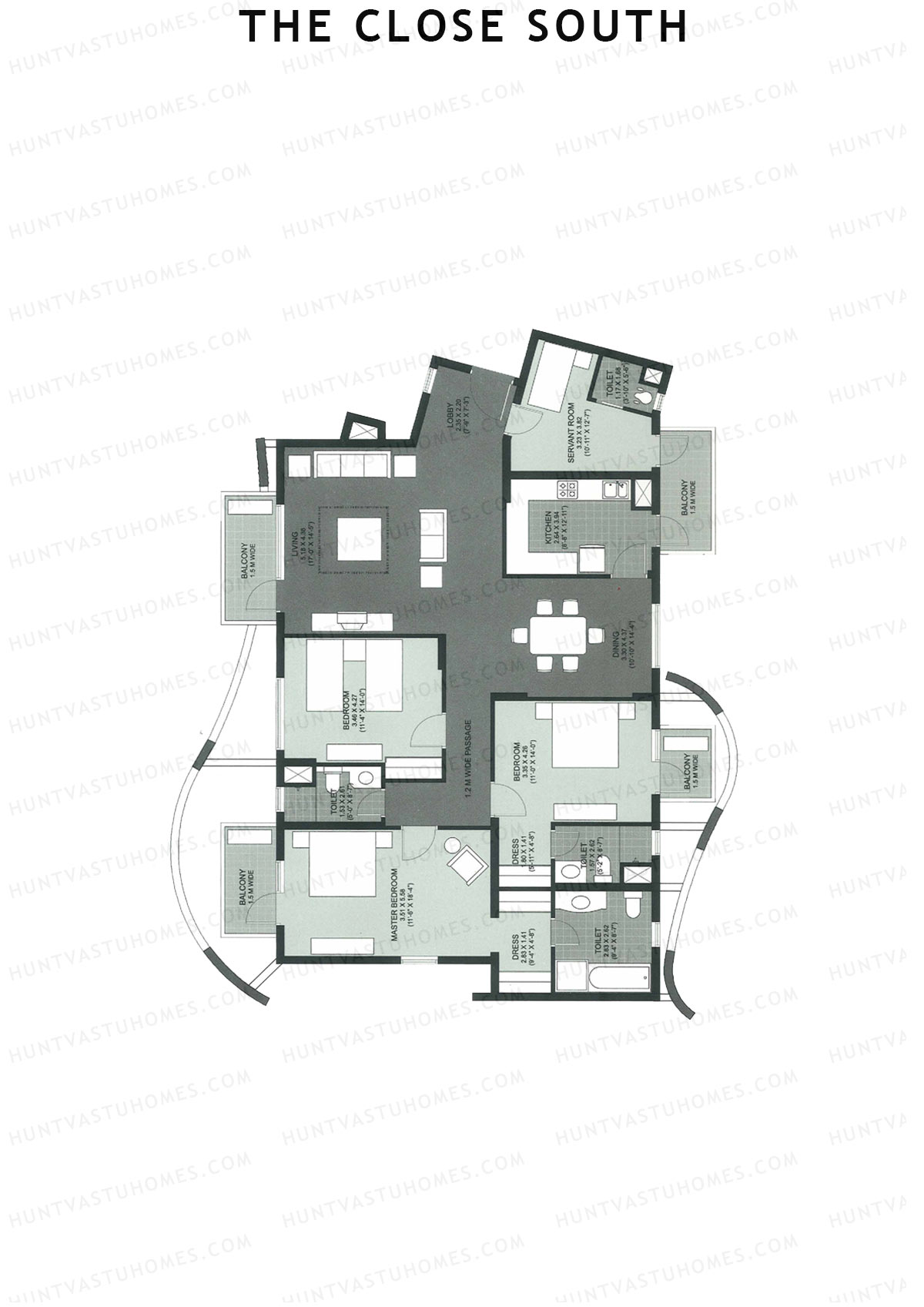 The Close South Tower S8 Unit 2 Floor Plan