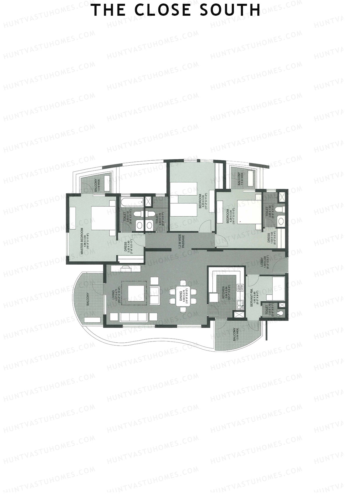 The Close South Tower S8 Unit 3 Floor Plan