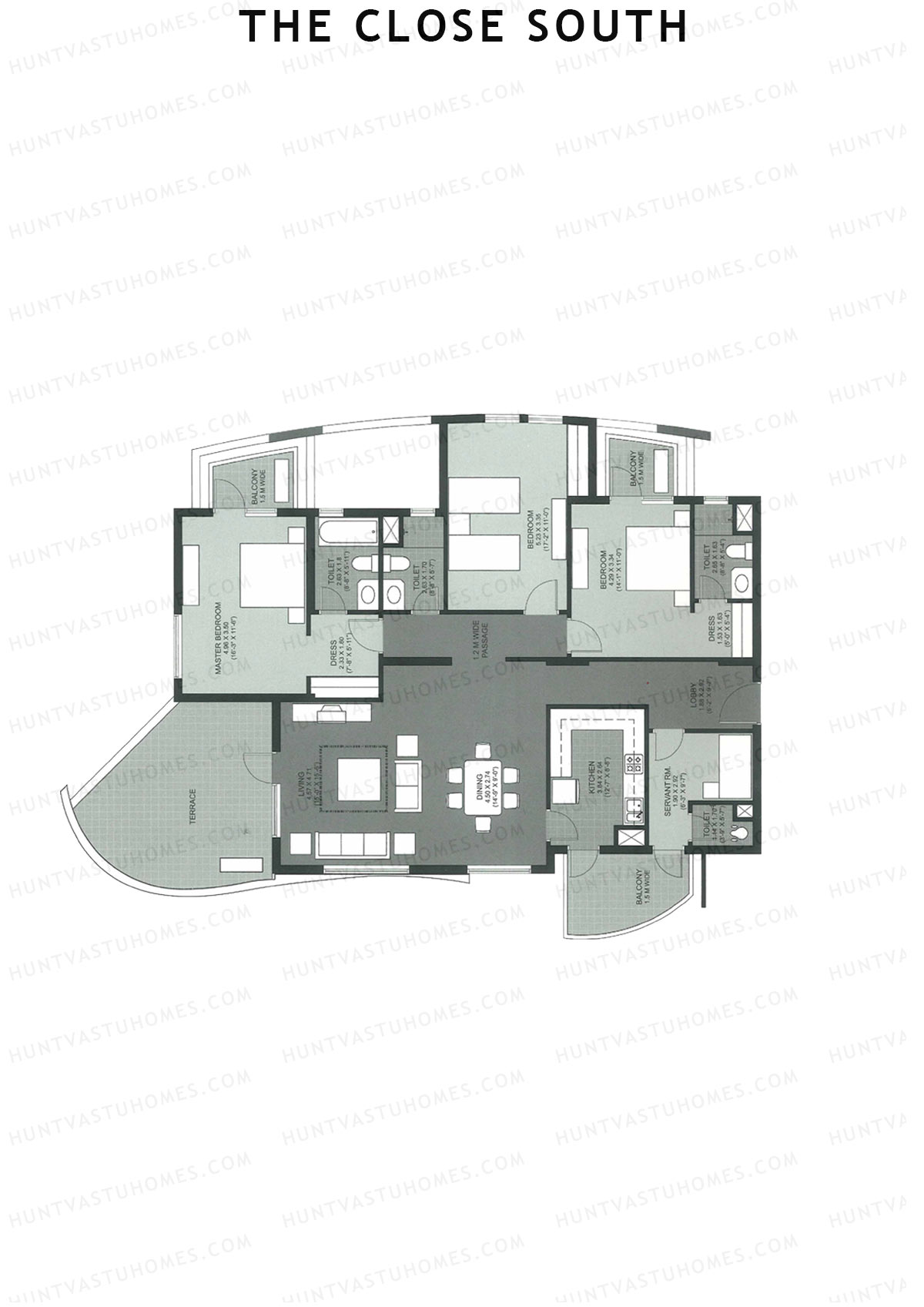 The Close South Tower S8 Unit 3 Floor Plan