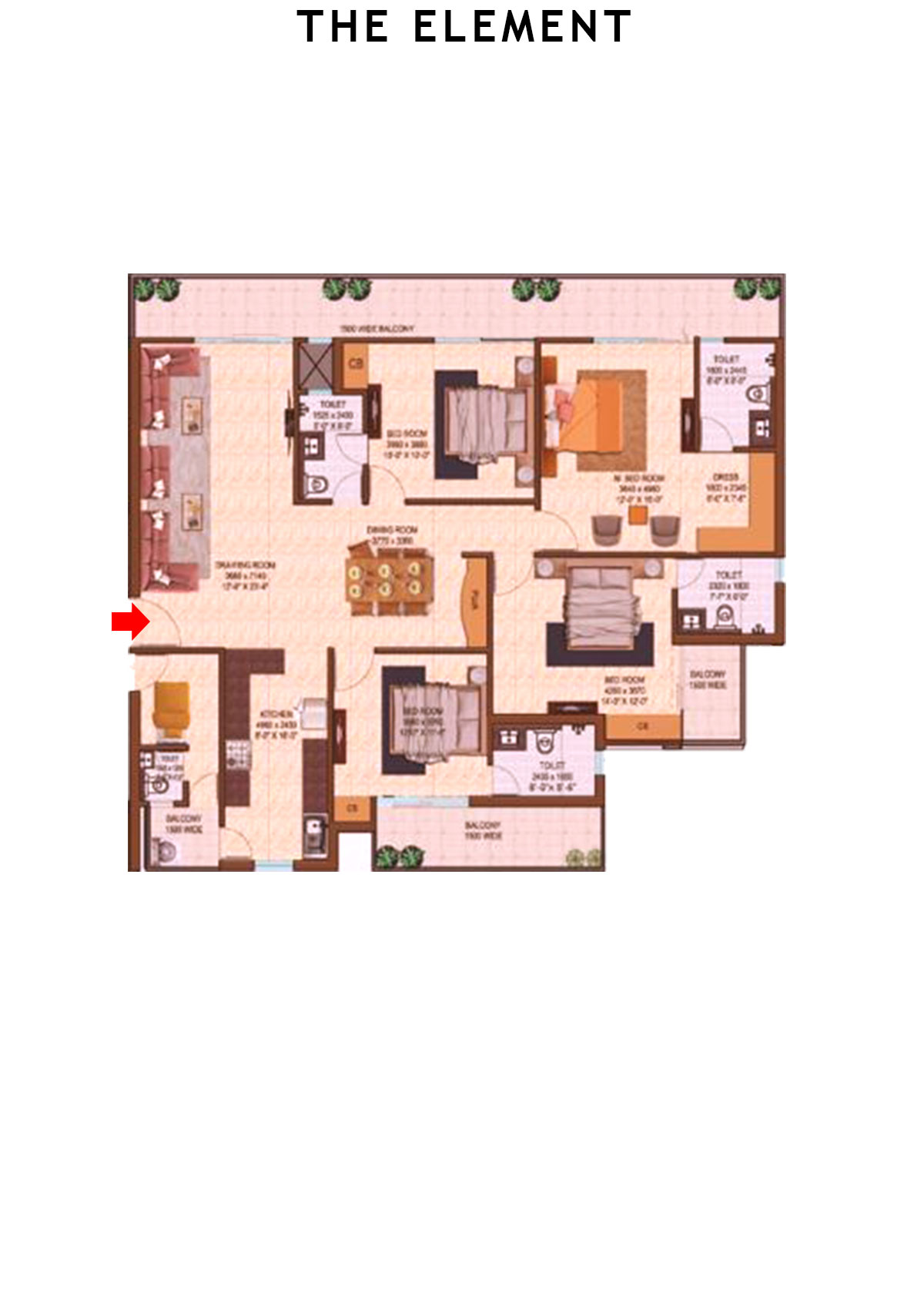 The Element Tower A Unit 1 (Type  1) Floor Plan