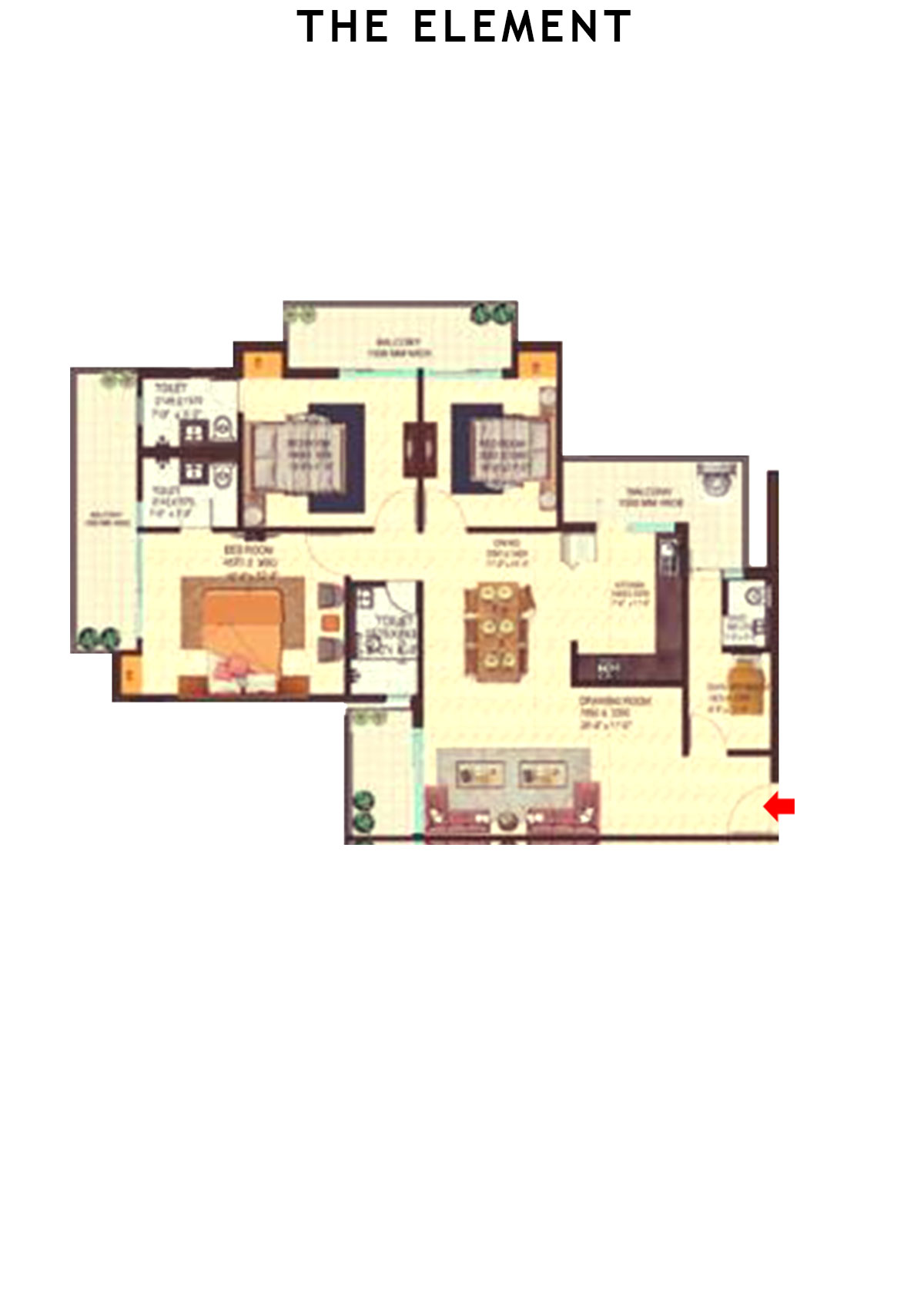 The Element Tower B Unit 1 (Type  1) Floor Plan