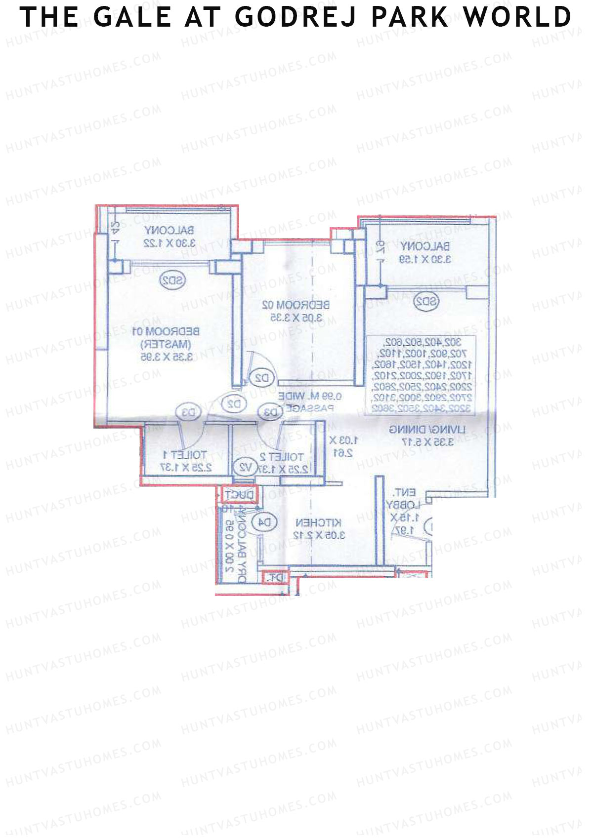 The Gale At Godrej Park World, Tower 1 Wing B, Unit 1, 2BHK, Carpet Area 733   sq ft 