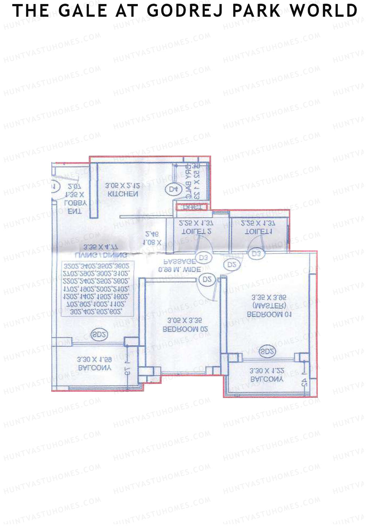 The Gale At Godrej Park World, Tower 1 Wing B, Unit 3, 2BHK, Carpet Area 721   sq ft 
