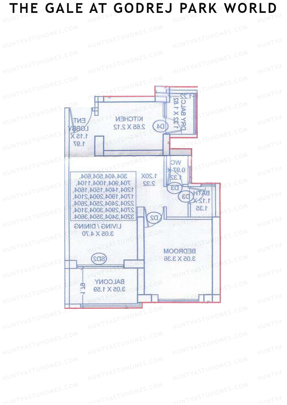The Gale At Godrej Park World, Tower 2 Wing C, Unit 3, 1BHK, Carpet Area 486   sq ft 