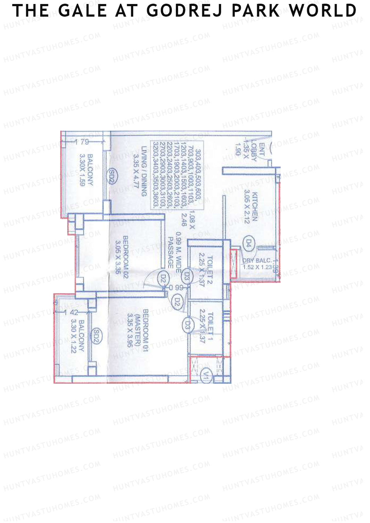 The Gale At Godrej Park World, Tower 4 Wing h, Unit 1, 2BHK, Carpet Area 721   sq ft 