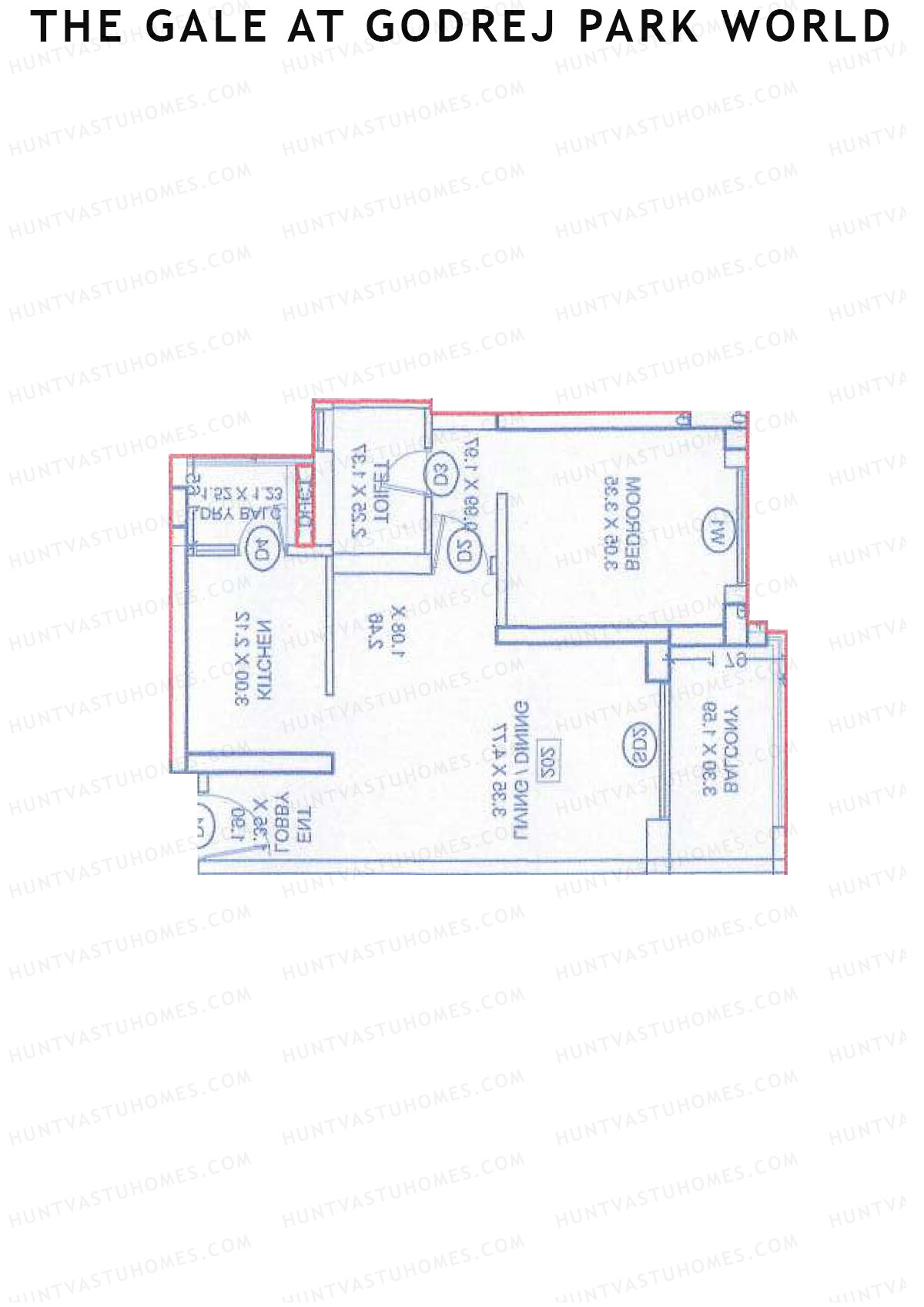 The Gale At Godrej Park World, Tower 4 Wing h, Unit 3, 1BHK, Carpet Area 516   sq ft 
