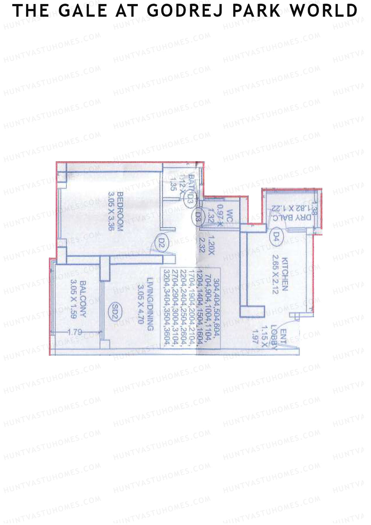 The Gale At Godrej Park World, Tower 5 Wing I, Unit 2, 1BHK, Carpet Area 486   sq ft 