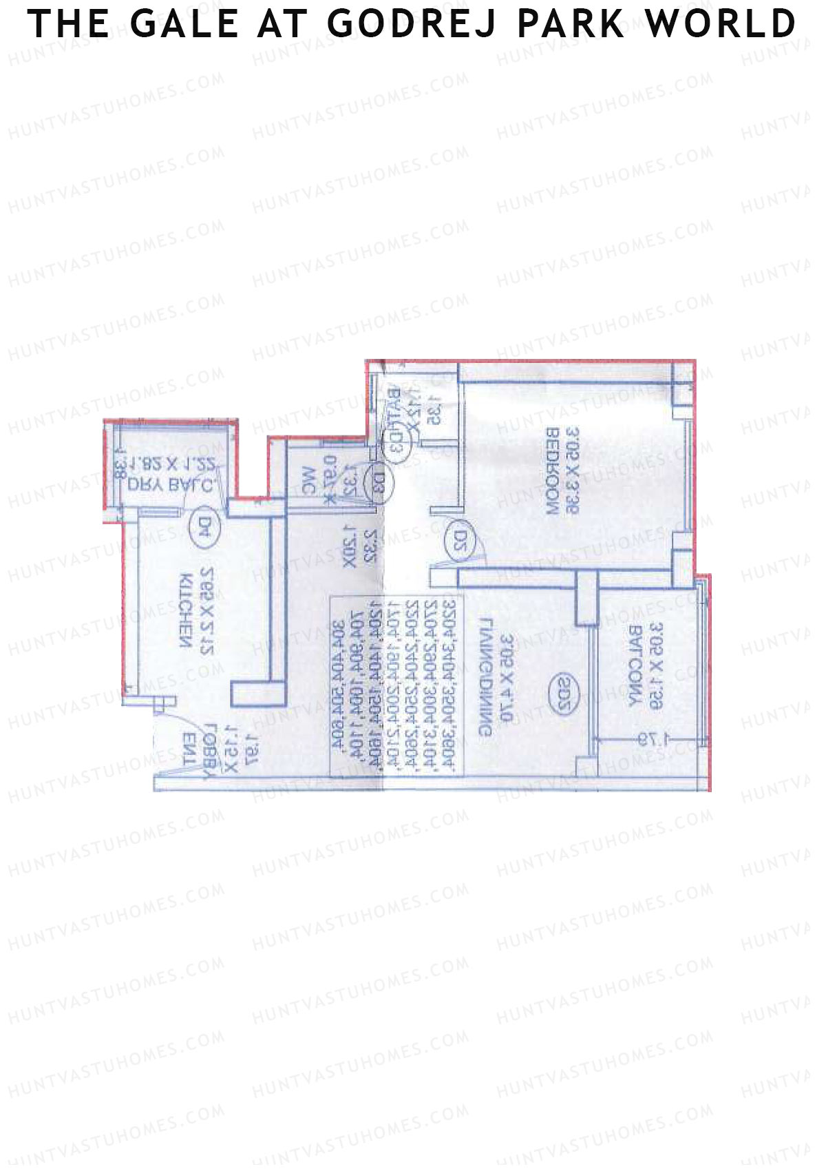 The Gale At Godrej Park World, Tower 5 Wing I, Unit 3, 1BHK, Carpet Area 486   sq ft 