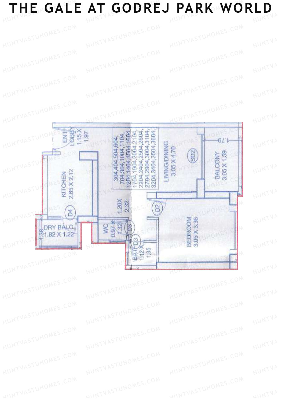 The Gale At Godrej Park World, Tower 5 Wing J, Unit 4, 1BHK, Carpet Area 486   sq ft 