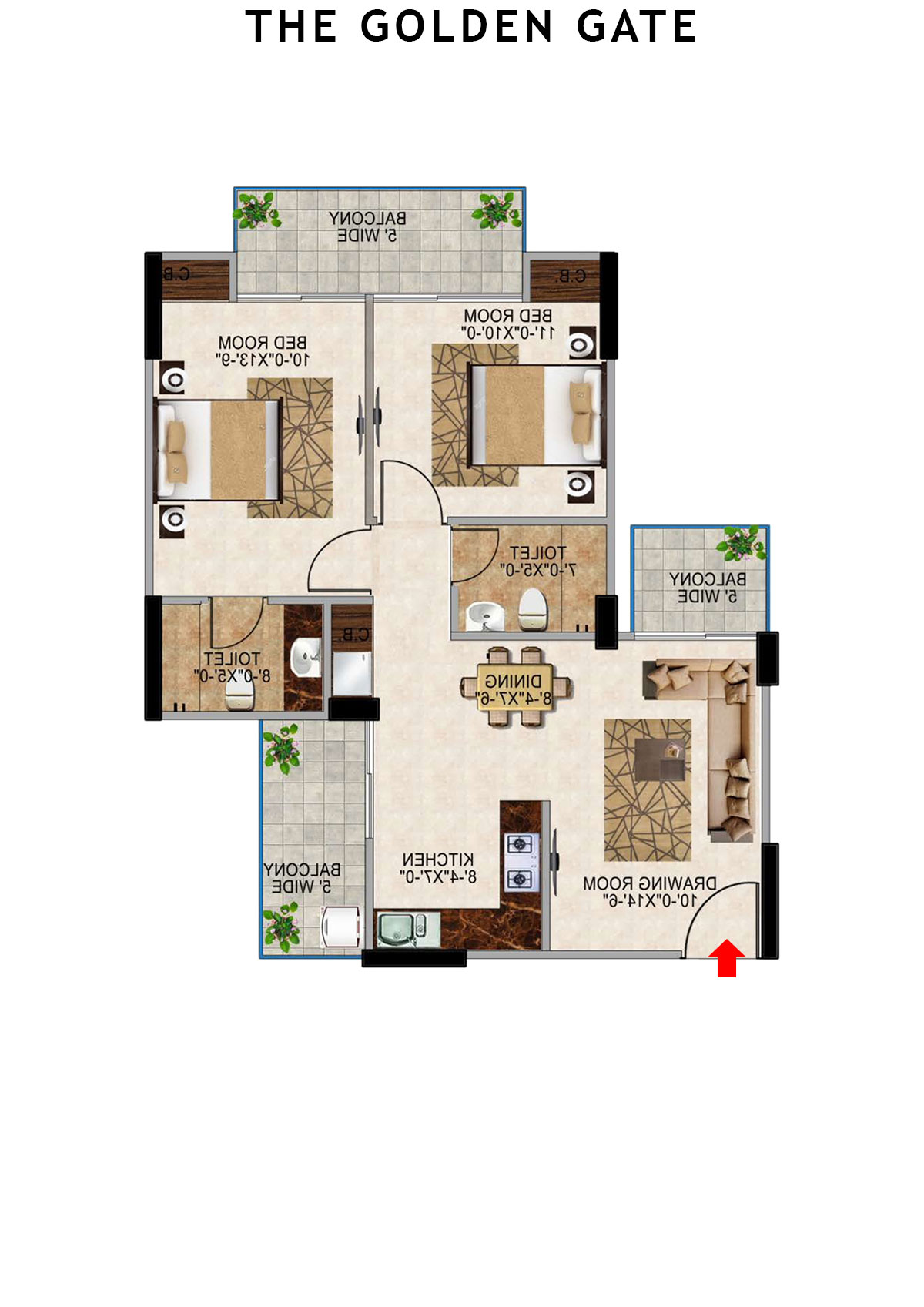 The Golden Gate Tower K1 Unit 4 (Type 4) Floor Plan