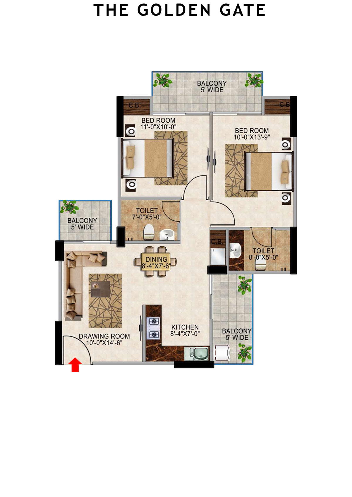 The Golden Gate Tower K2 Unit 12 (Type 4) Floor Plan