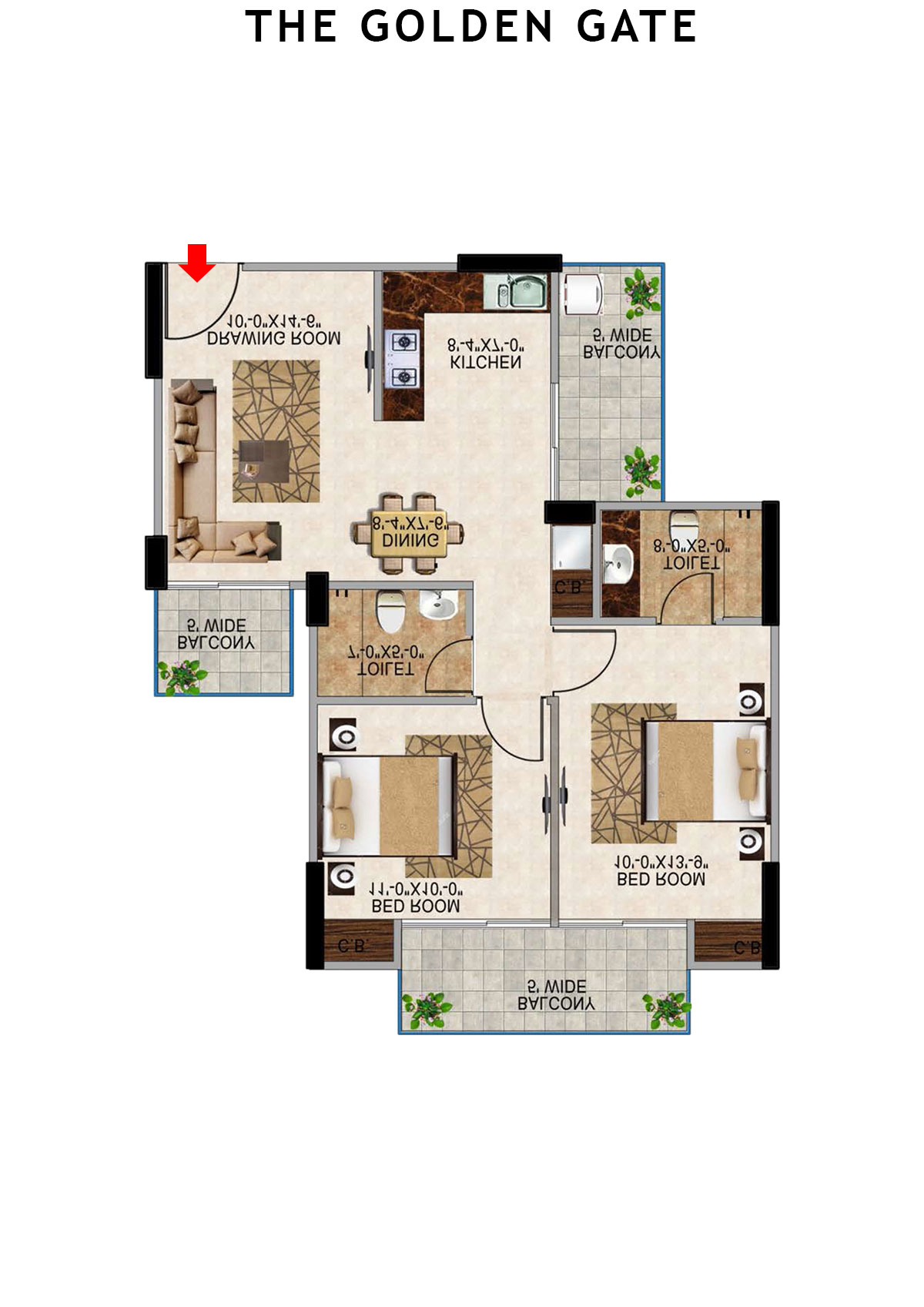 The Golden Gate Tower K2 Unit 7 (Type 4) Floor Plan