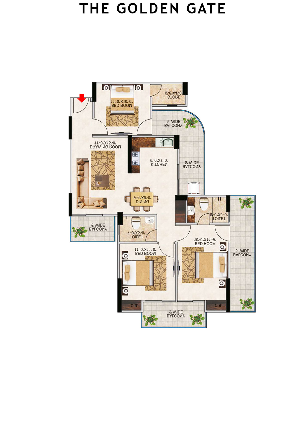 The Golden Gate Tower K2 Unit 8 (Type 2) Floor Plan